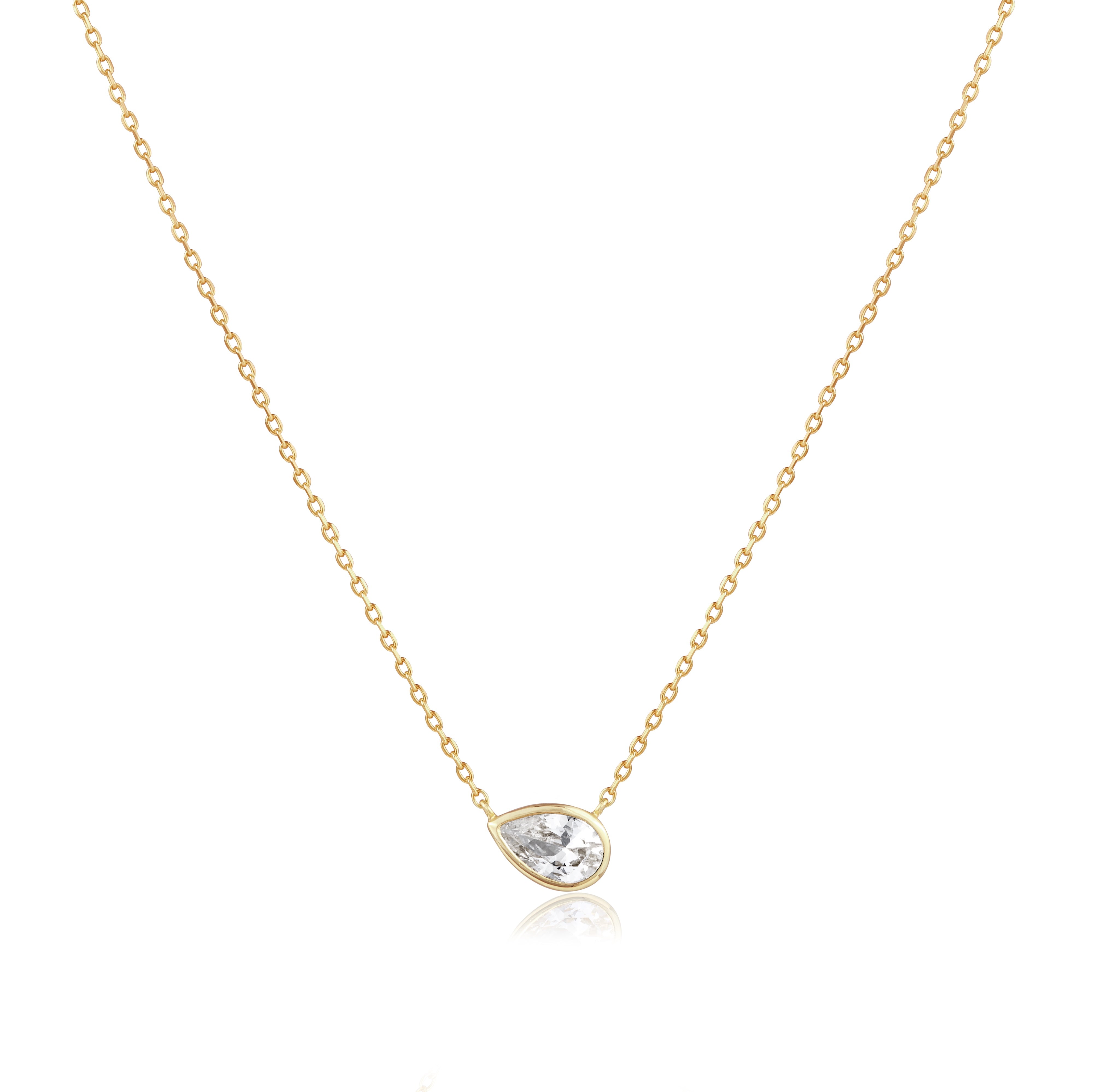 Pear Necklace - White Sapphire