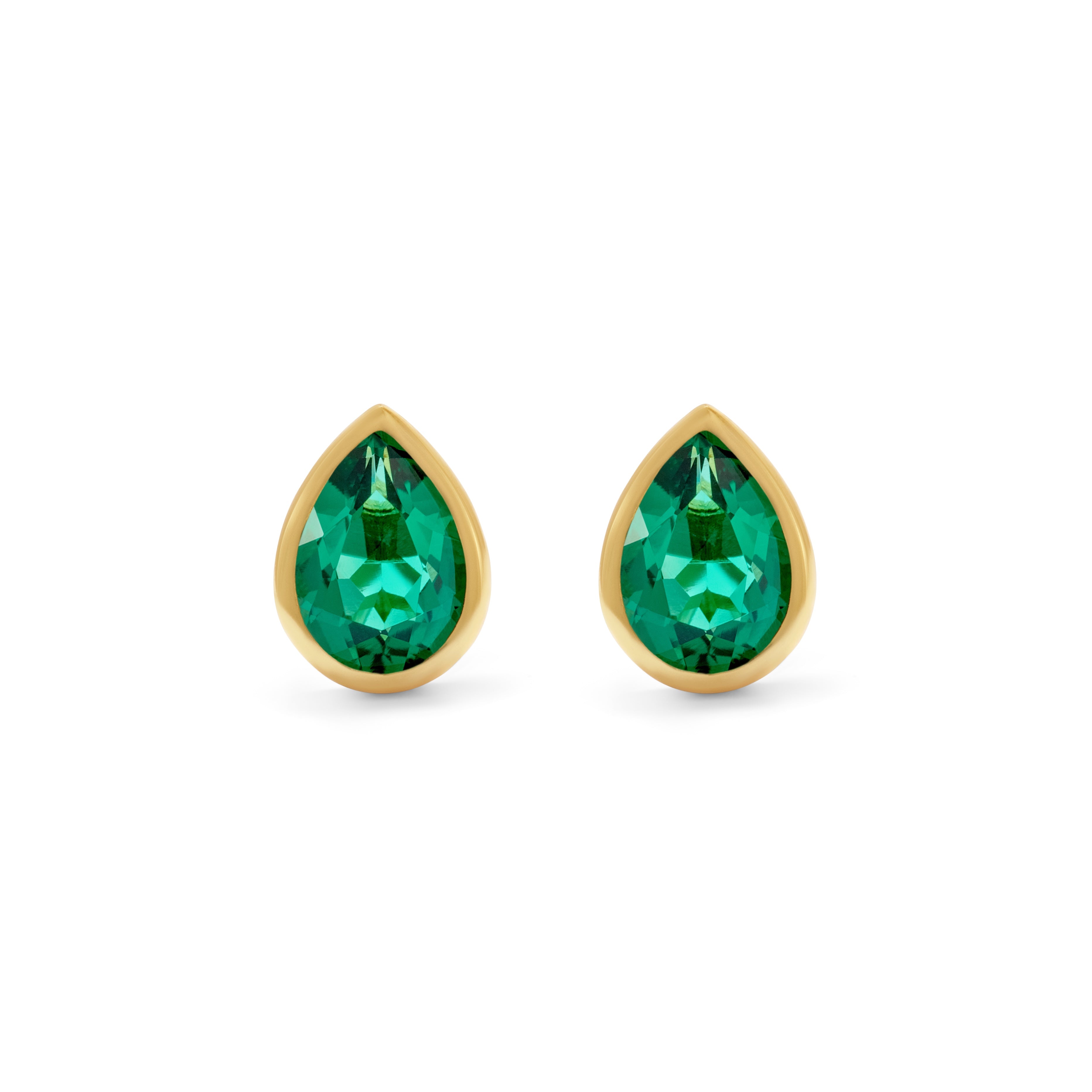 Pear Studs - Emerald