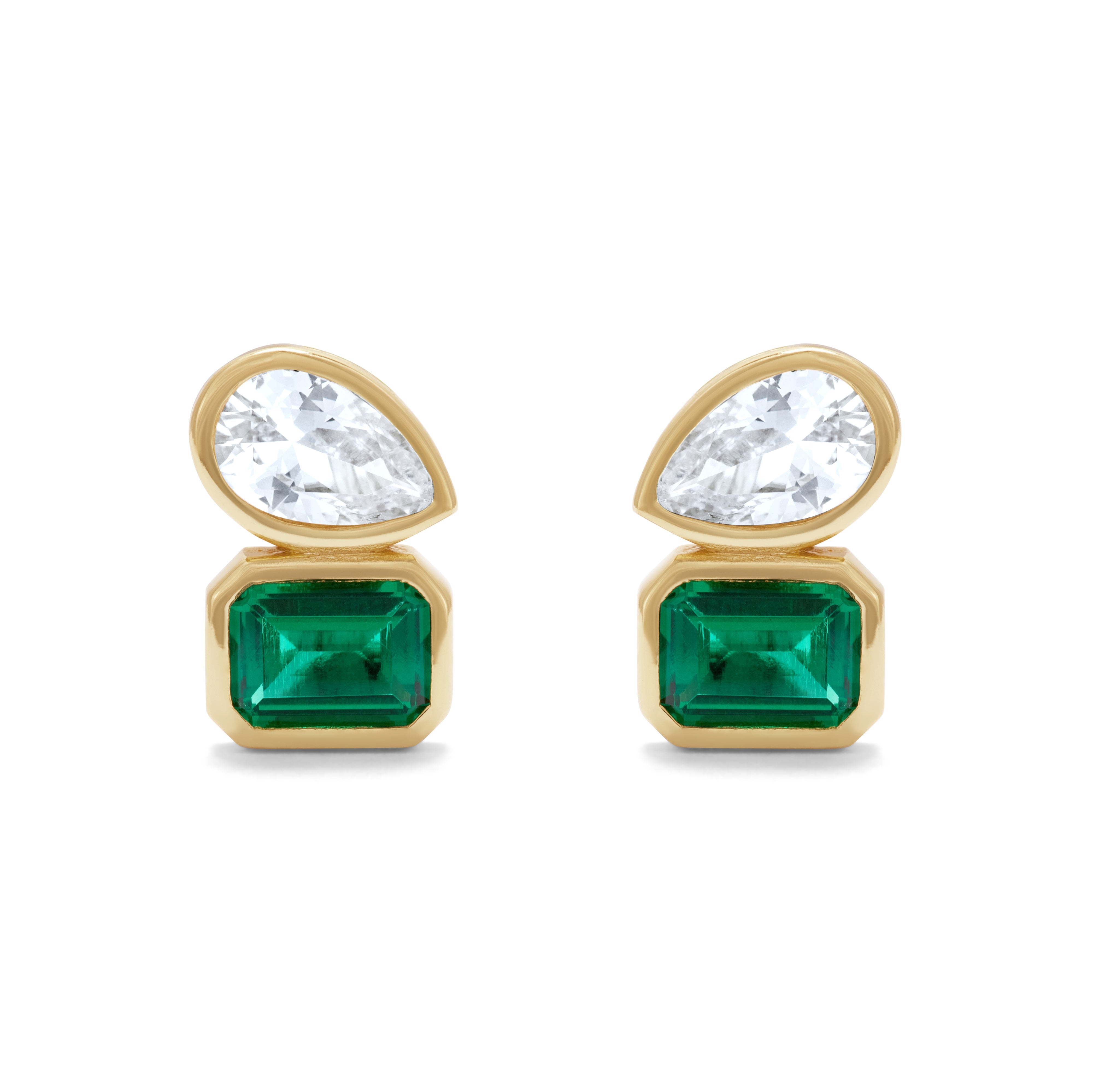 Emerald and Pear Studs