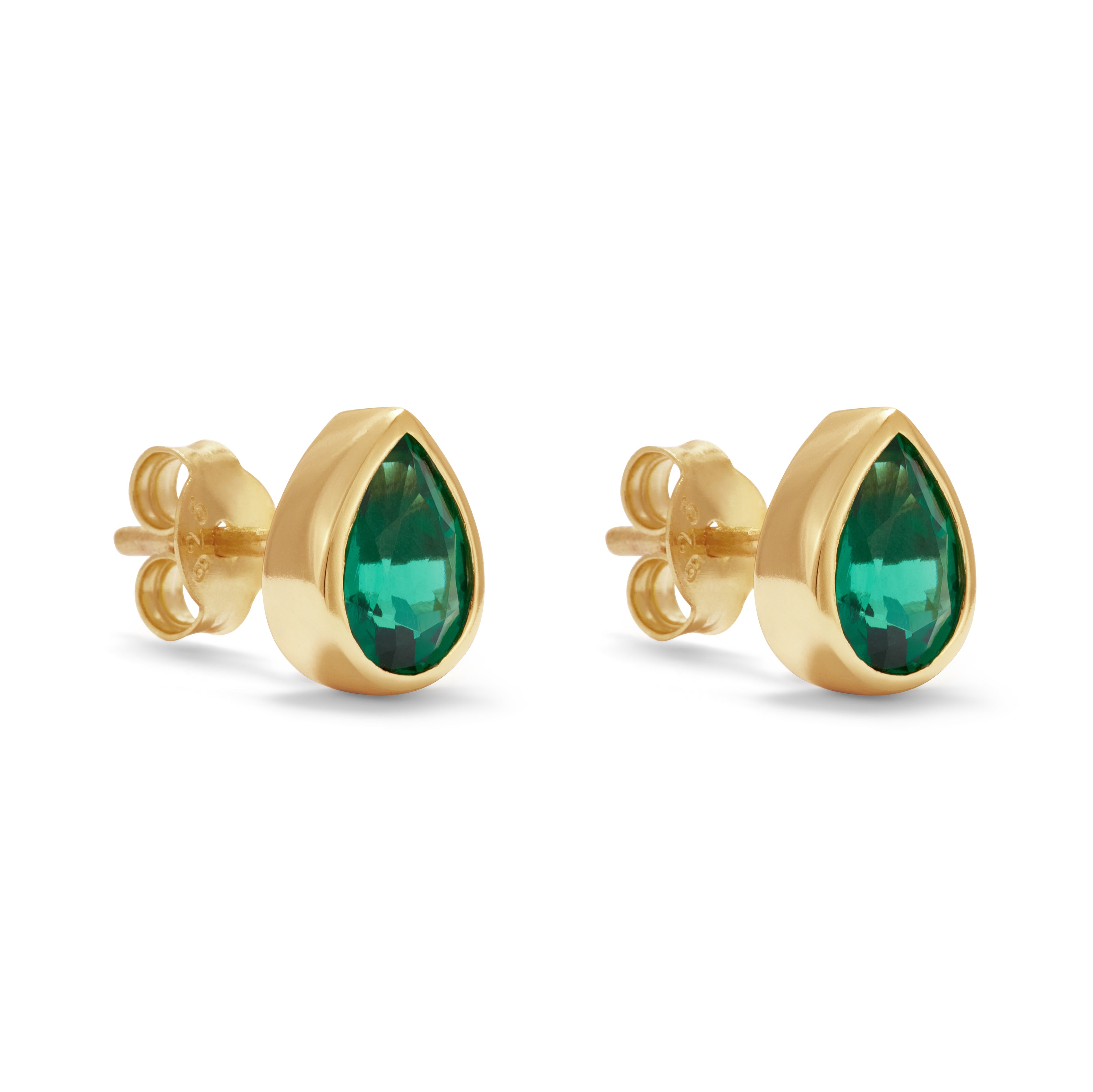 Pear Studs - Emerald