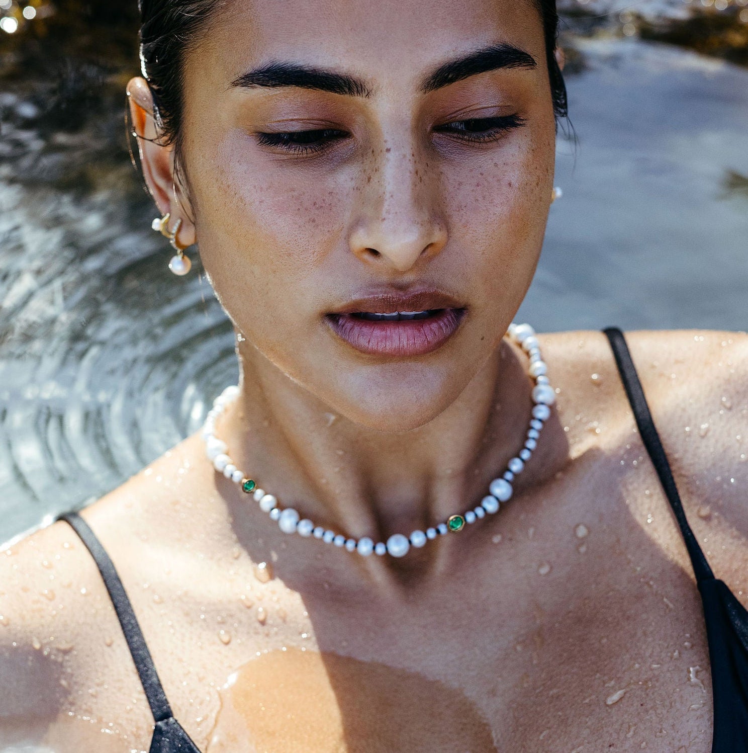 Threaded Pearl Necklace - Emerald