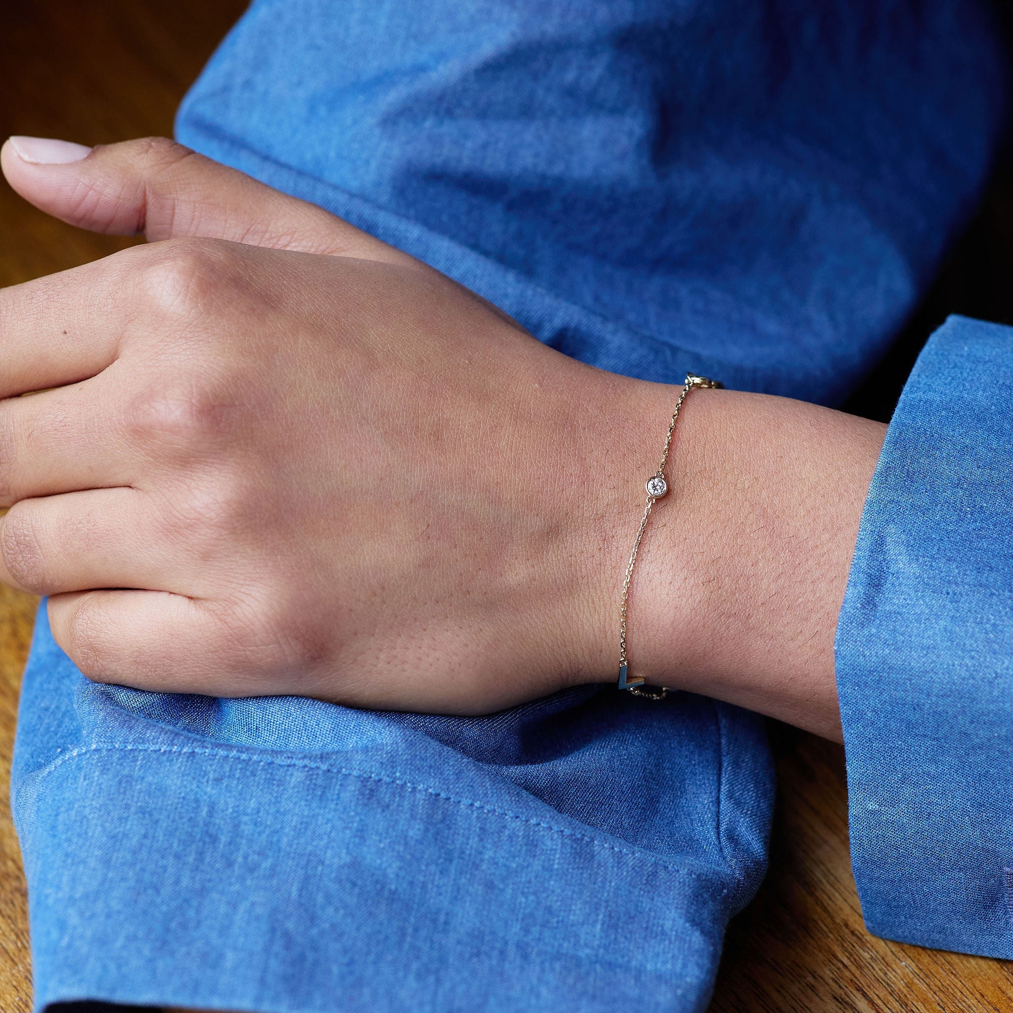 Initial & Diamond Bracelet - 18KT Solid Gold