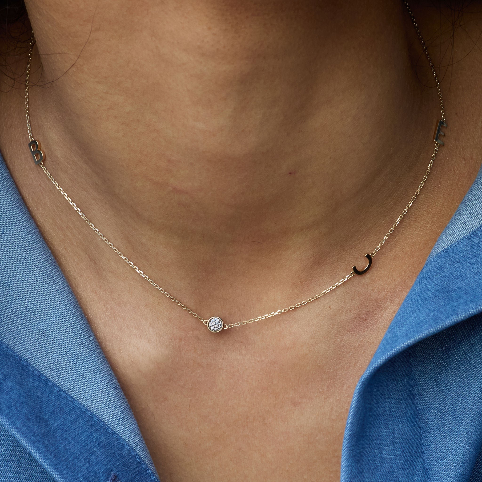 Initial & Diamond Necklace - 9KT Solid Gold