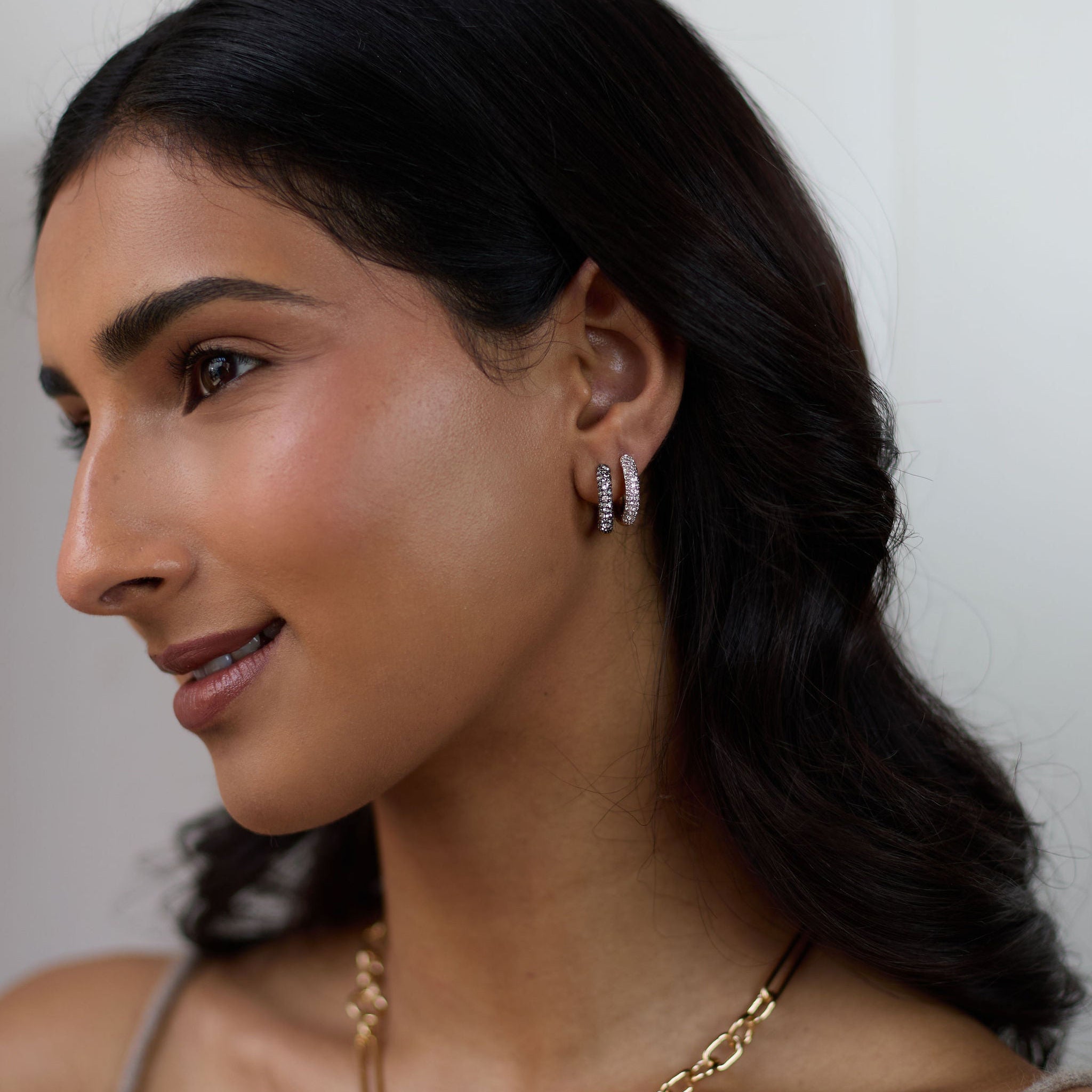 Halo Hoops - White Gold Front