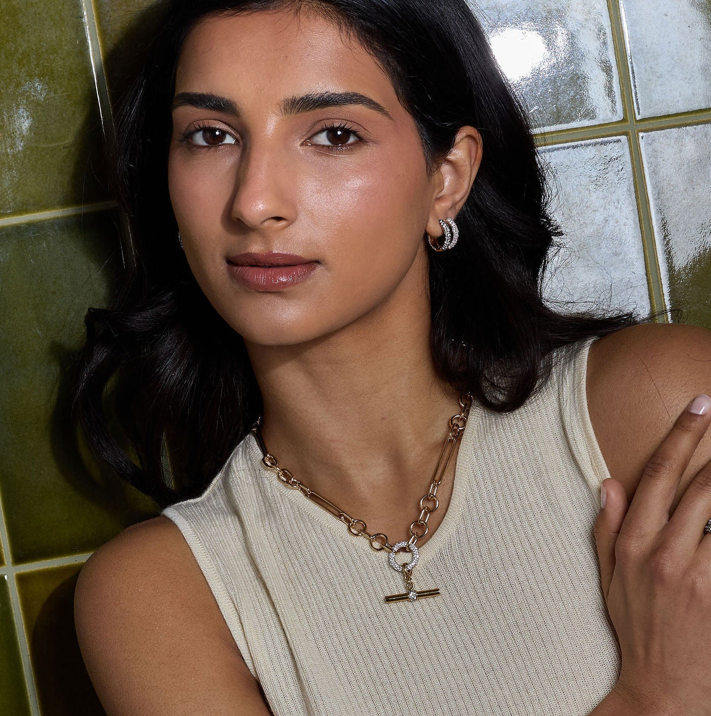 Halo Hoops - White Gold Front