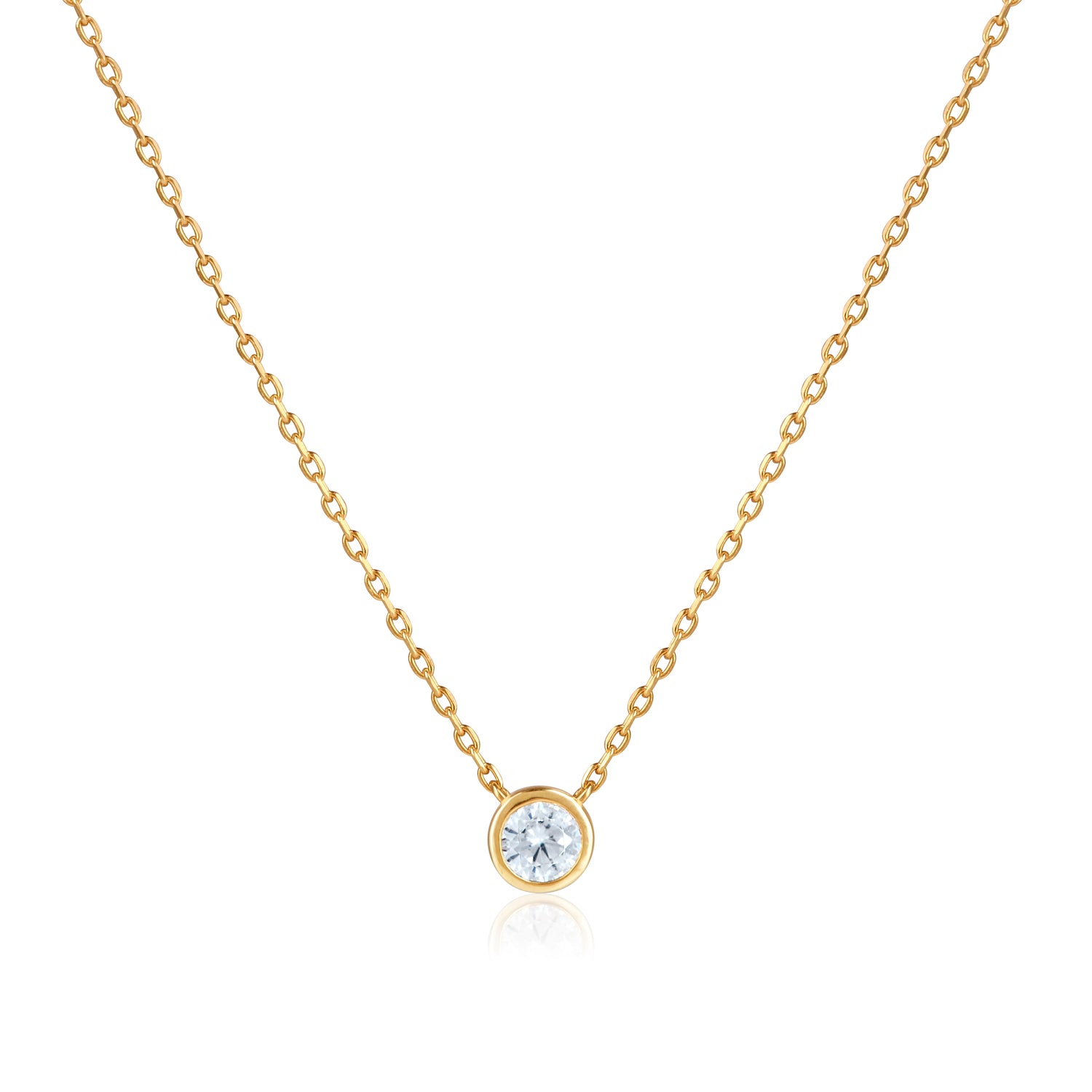18kt Solid Gold Round Diamond Necklace