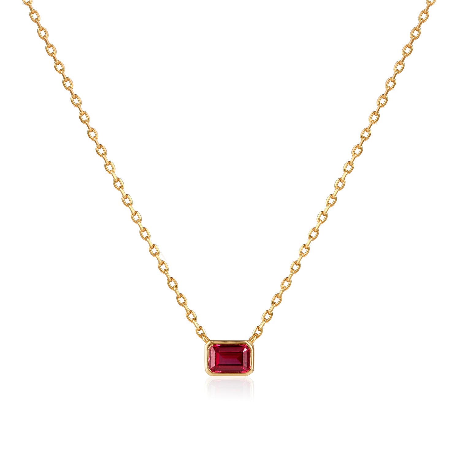 18kt Solid Gold Large Ruby Necklace