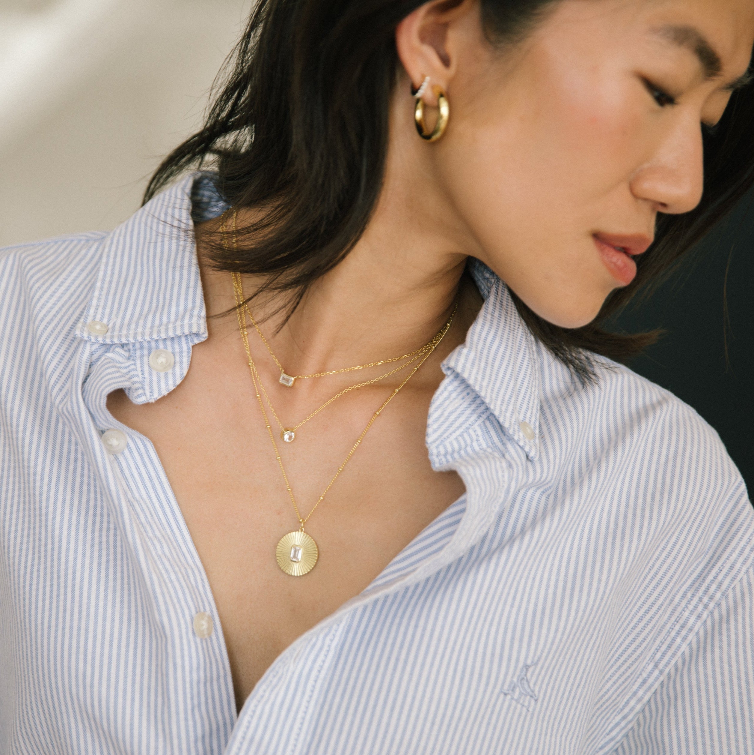 Sun Pendant - White Sapphire