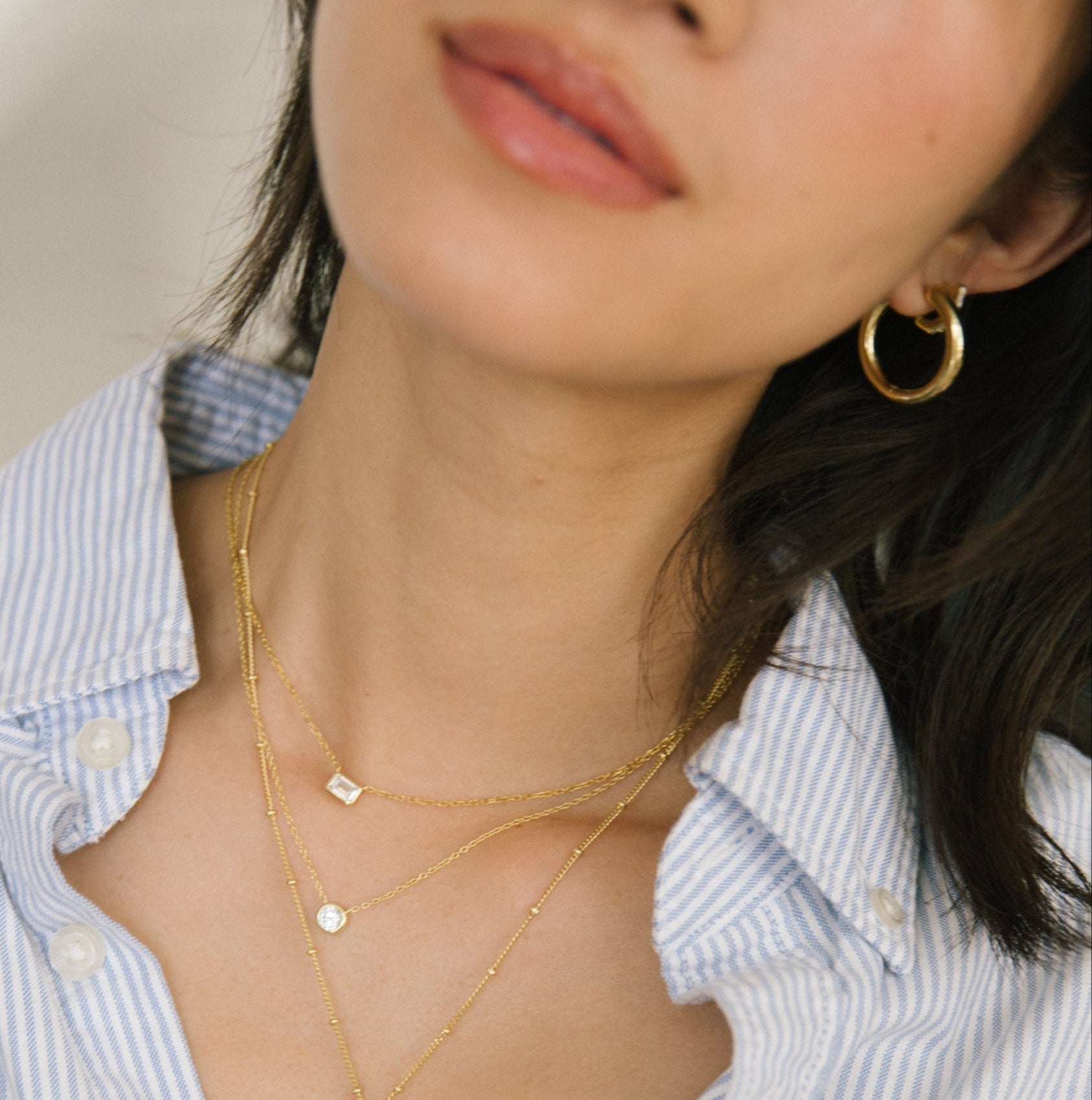 Rectangle Necklace - White Sapphire