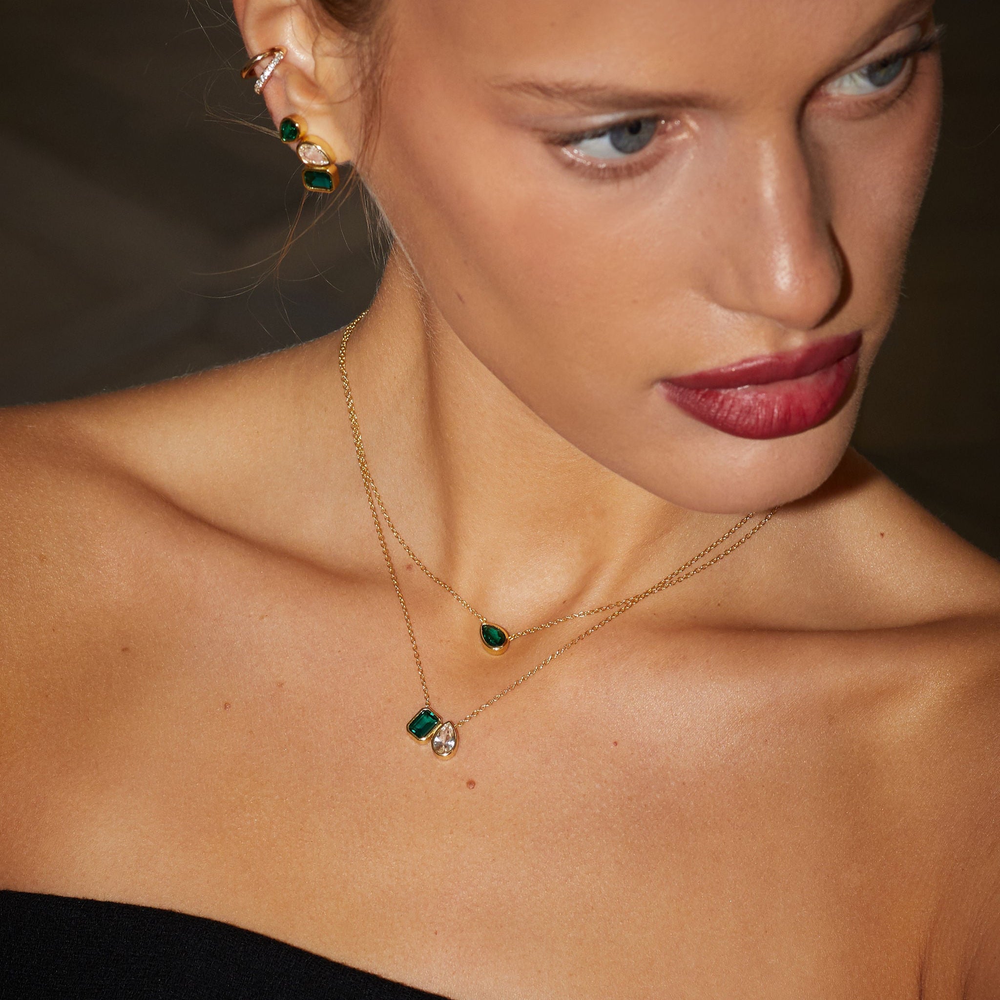 Pear Necklace - Emerald