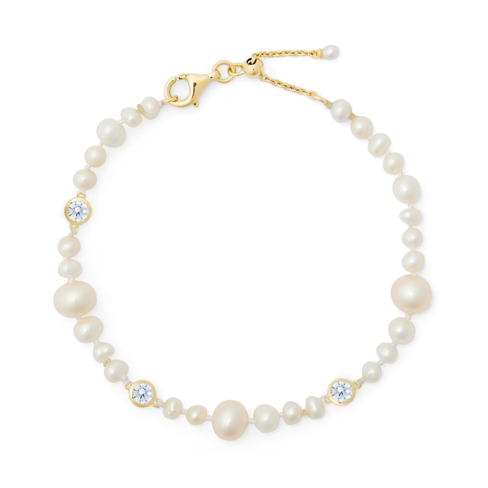 Threaded Pearl Bracelet - White Sapphire