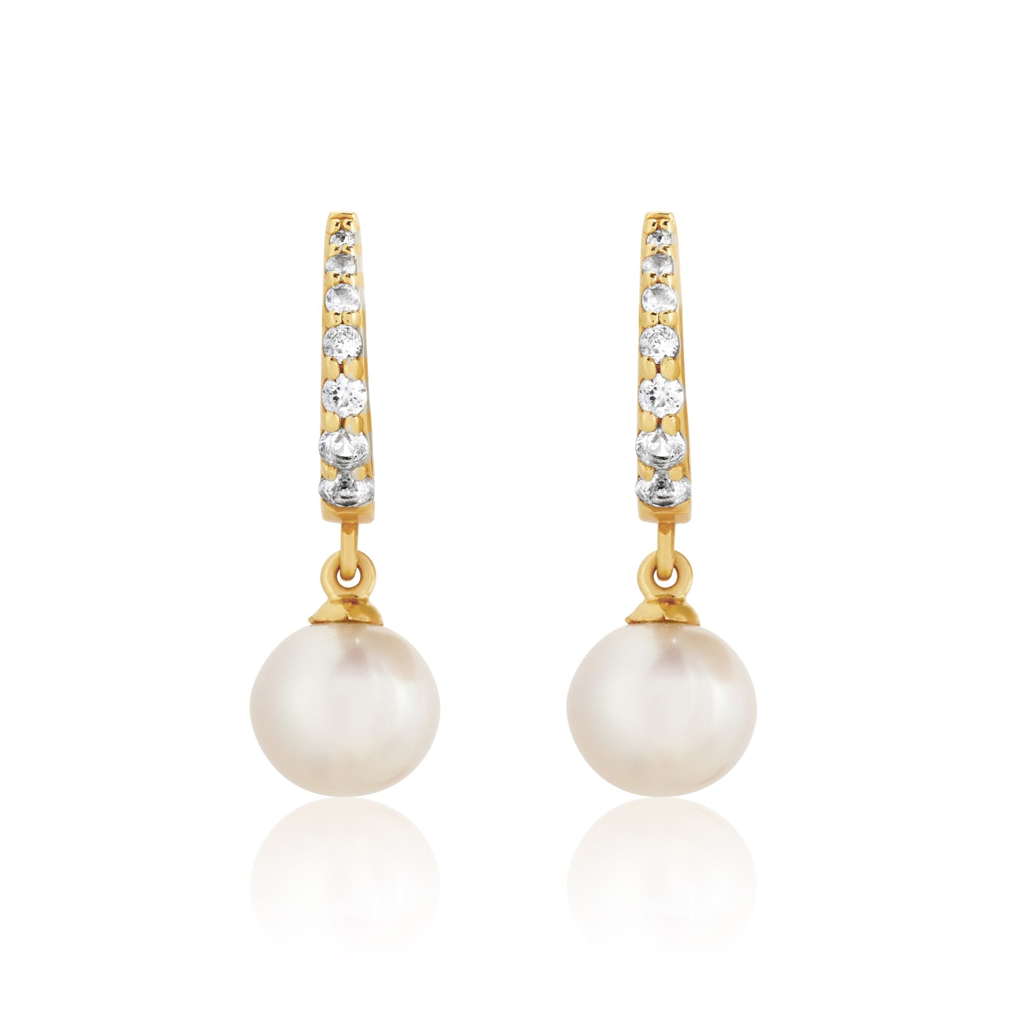 Pavé Pearl Drop Huggies