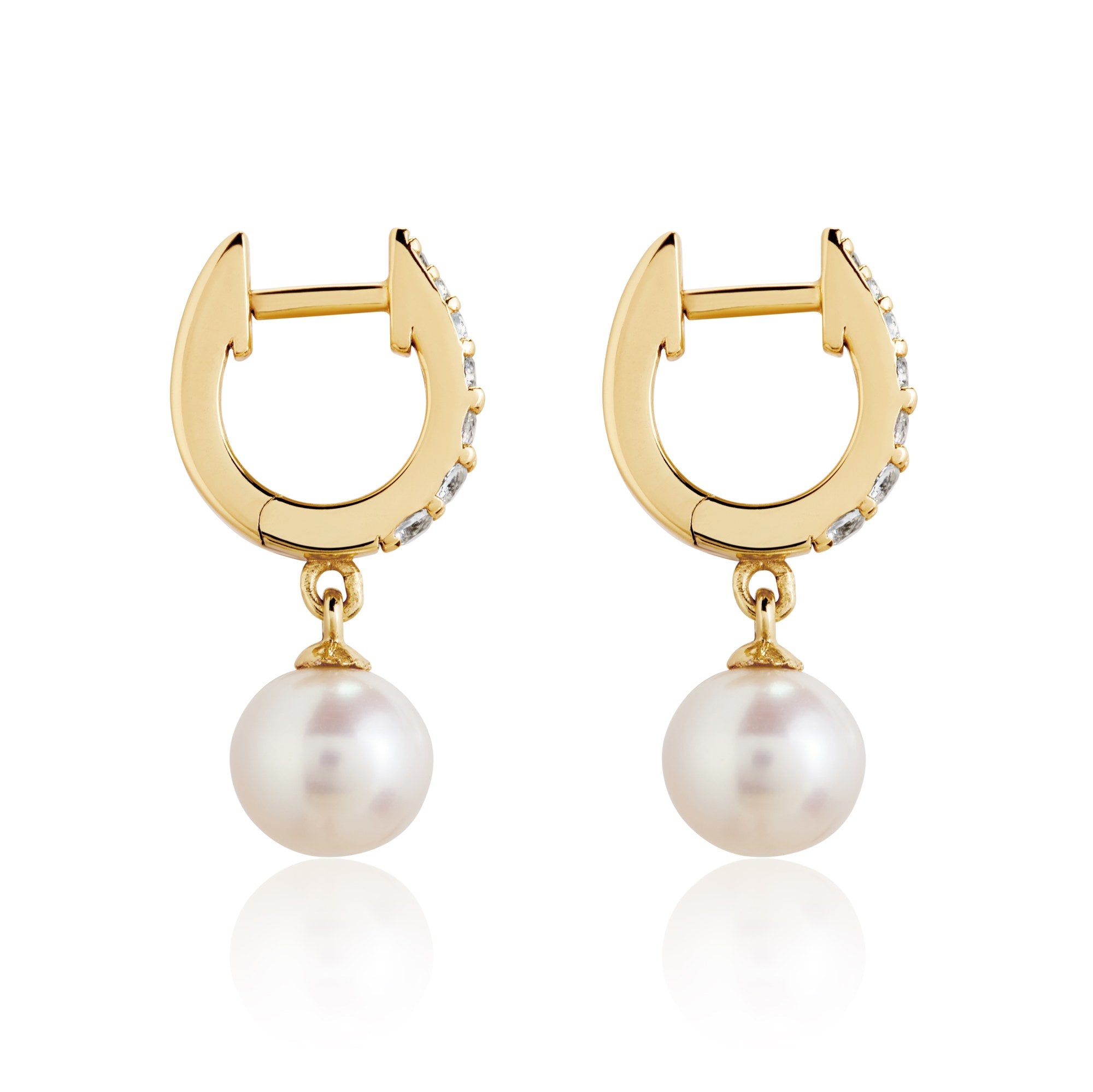 Pavé Pearl Drop Huggies
