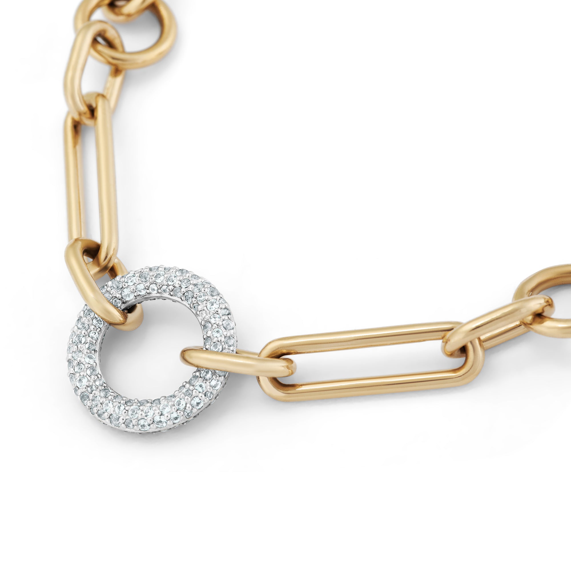 Halo Bracelet with Detachable T-Bar - White Gold