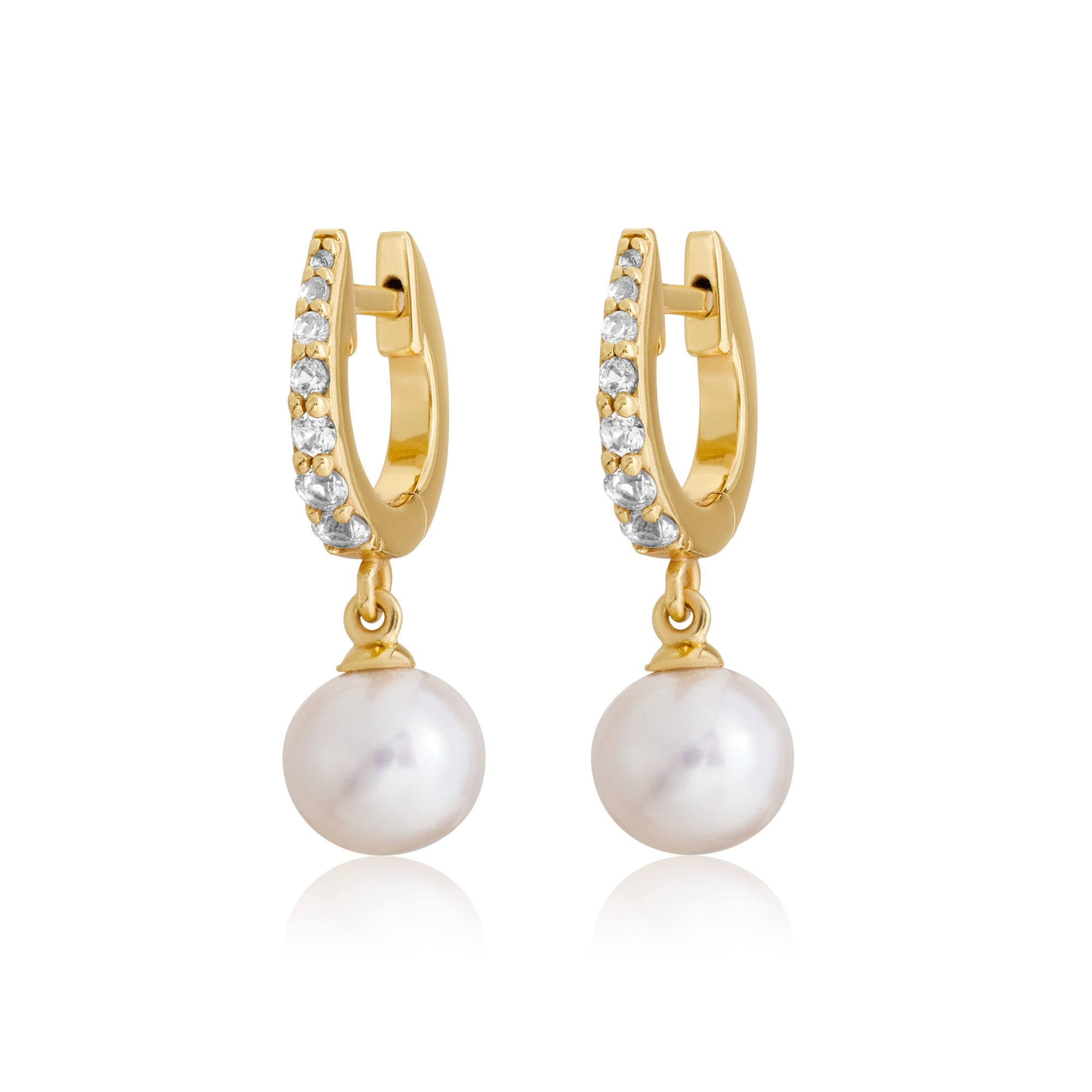 Pavé Pearl Drop Huggies