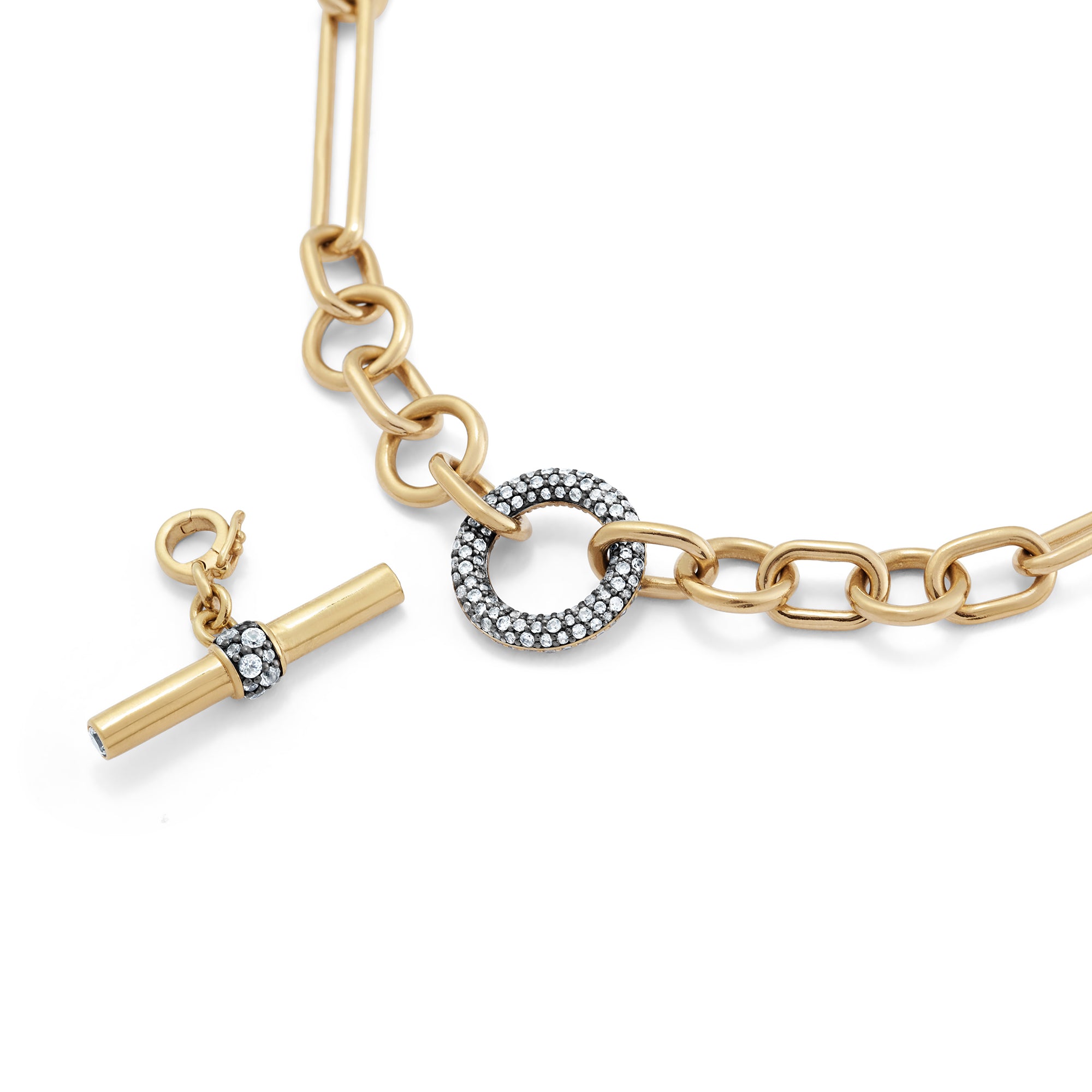 Halo Necklace with Detachable T-Bar - Black Gold