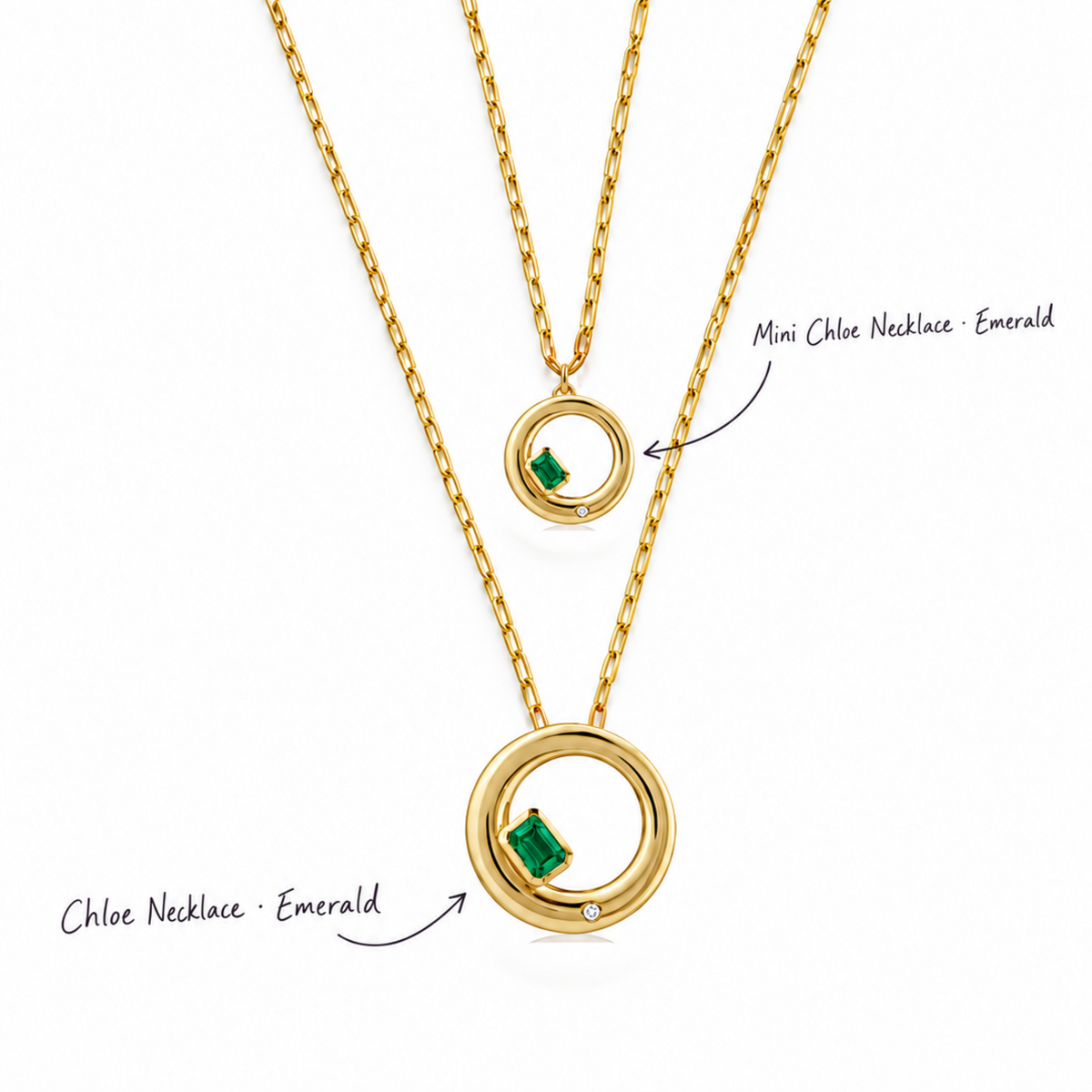 Chloe Necklace - Emerald and Diamond