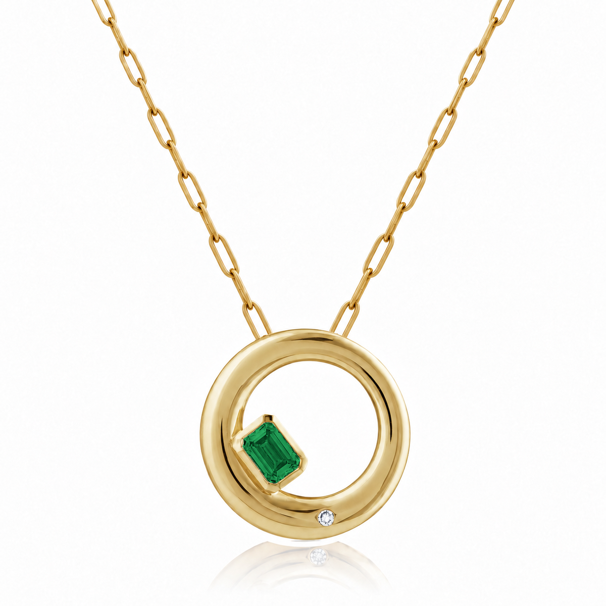 Chloe Necklace in lab-grown emerald and diamond