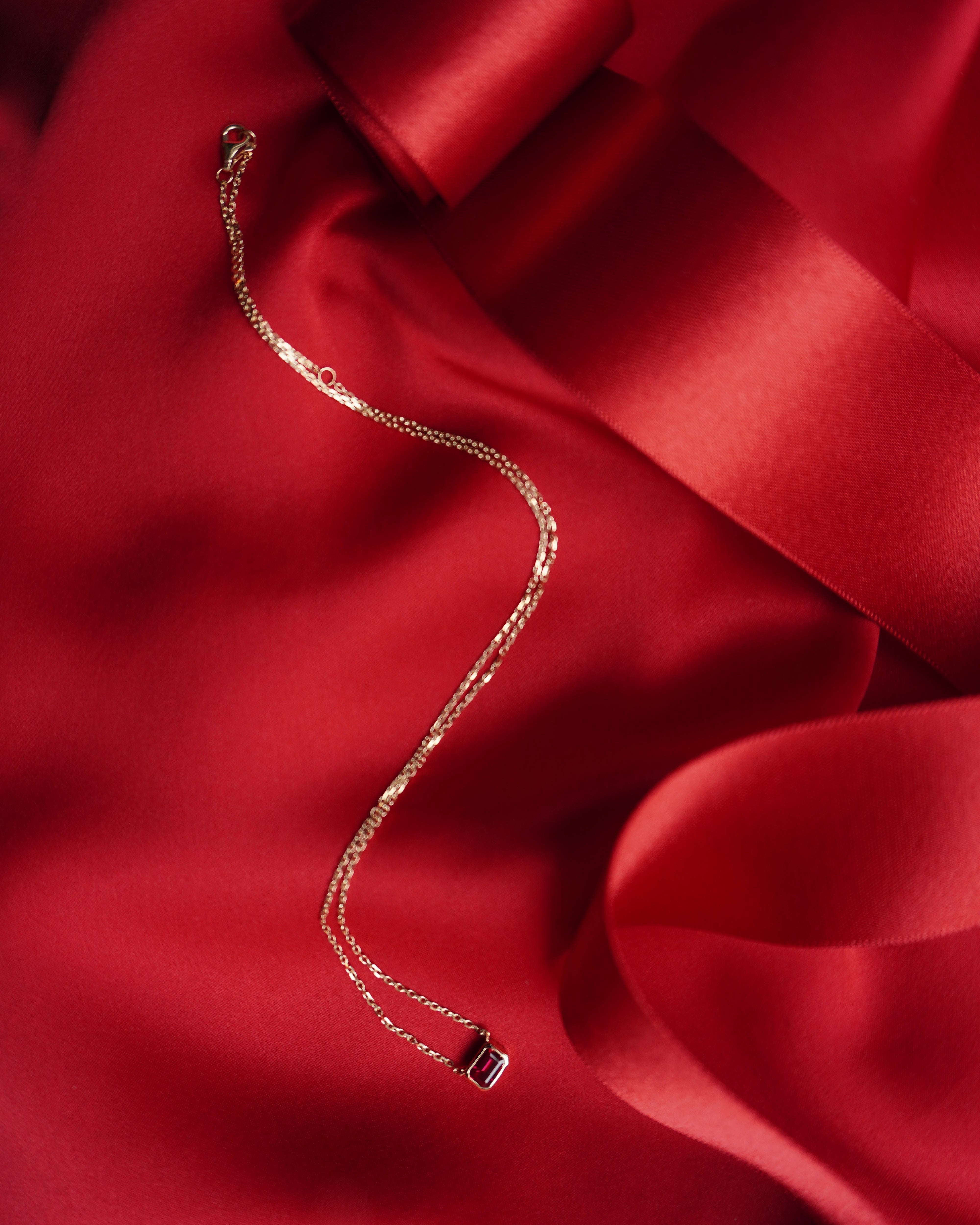 18kt Solid Gold Large Ruby Necklace