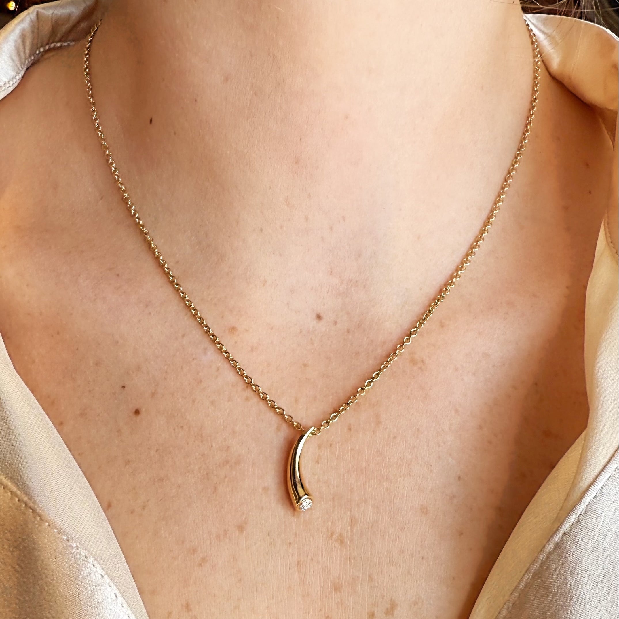 Pavé Diamond Tusk Necklace