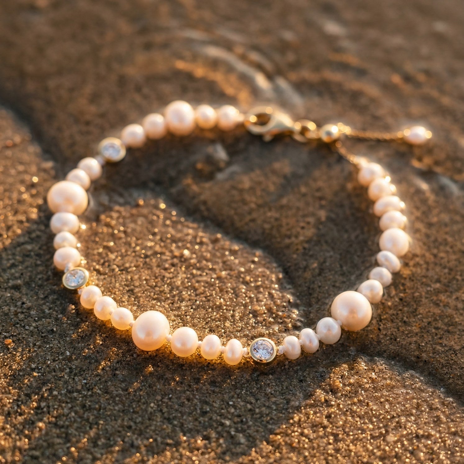 Threaded Pearl Bracelet - White Sapphire