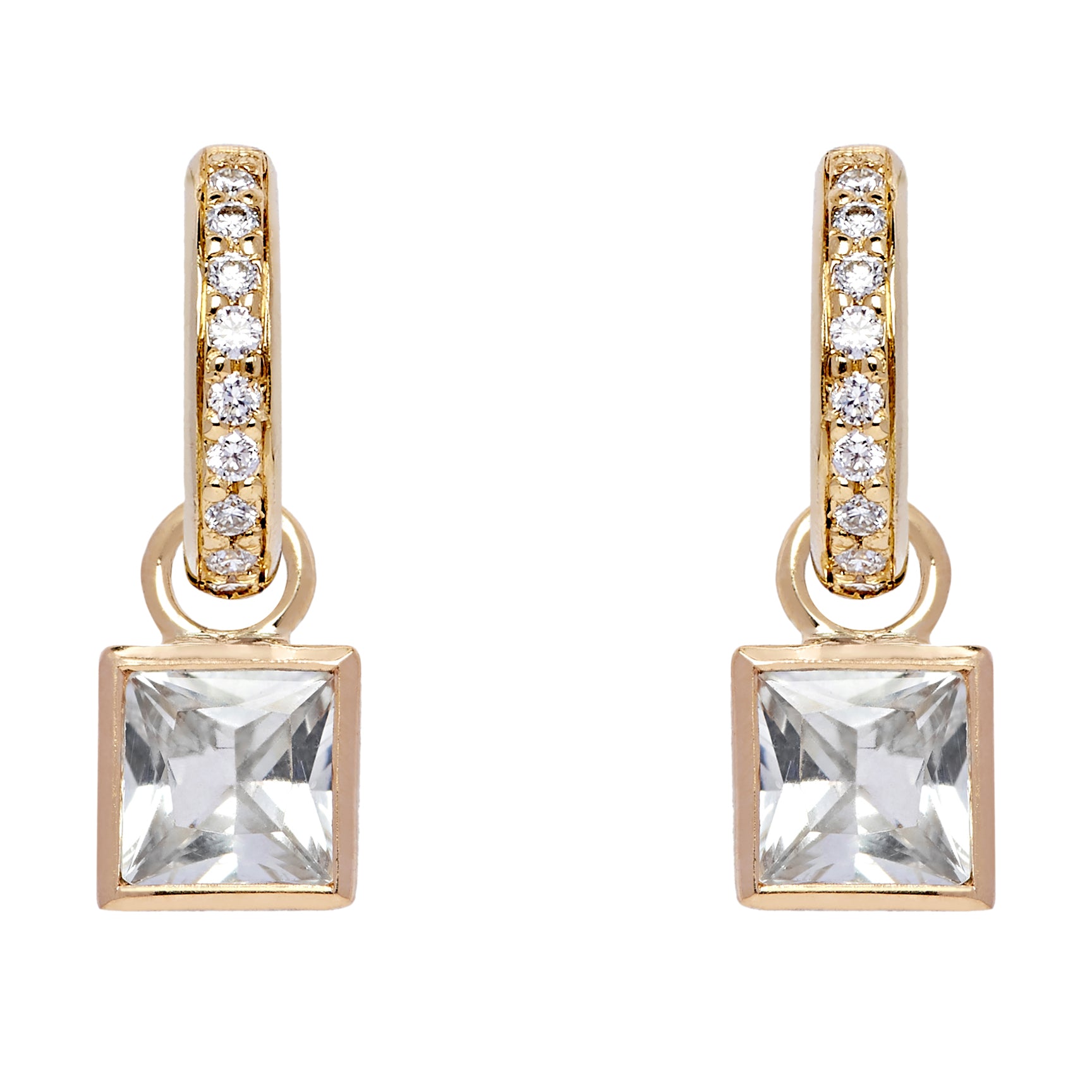 Diamond Hoops and Square Detachable Droplets - White Sapphire