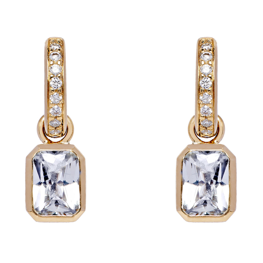 Diamond Hoops and Rectangle Detachable Droplets - White Sapphire