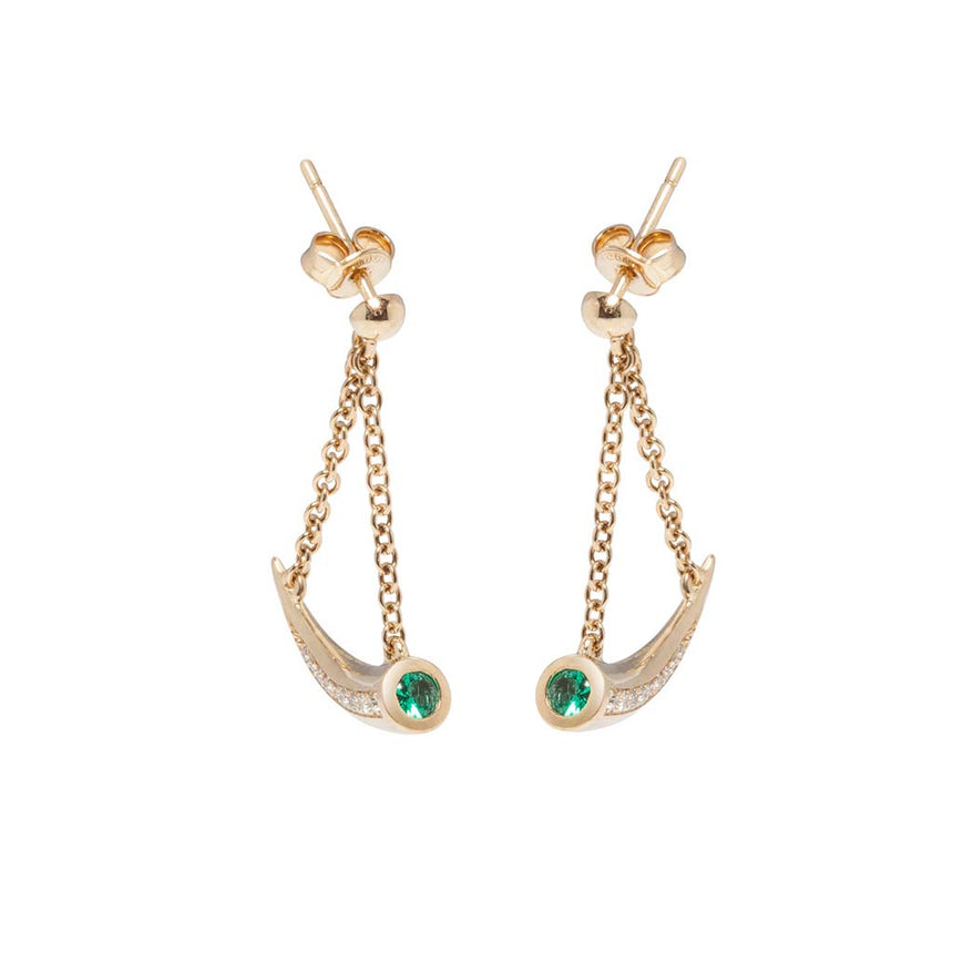 Mosi-oa-tunya Earrings - Emerald and Diamond