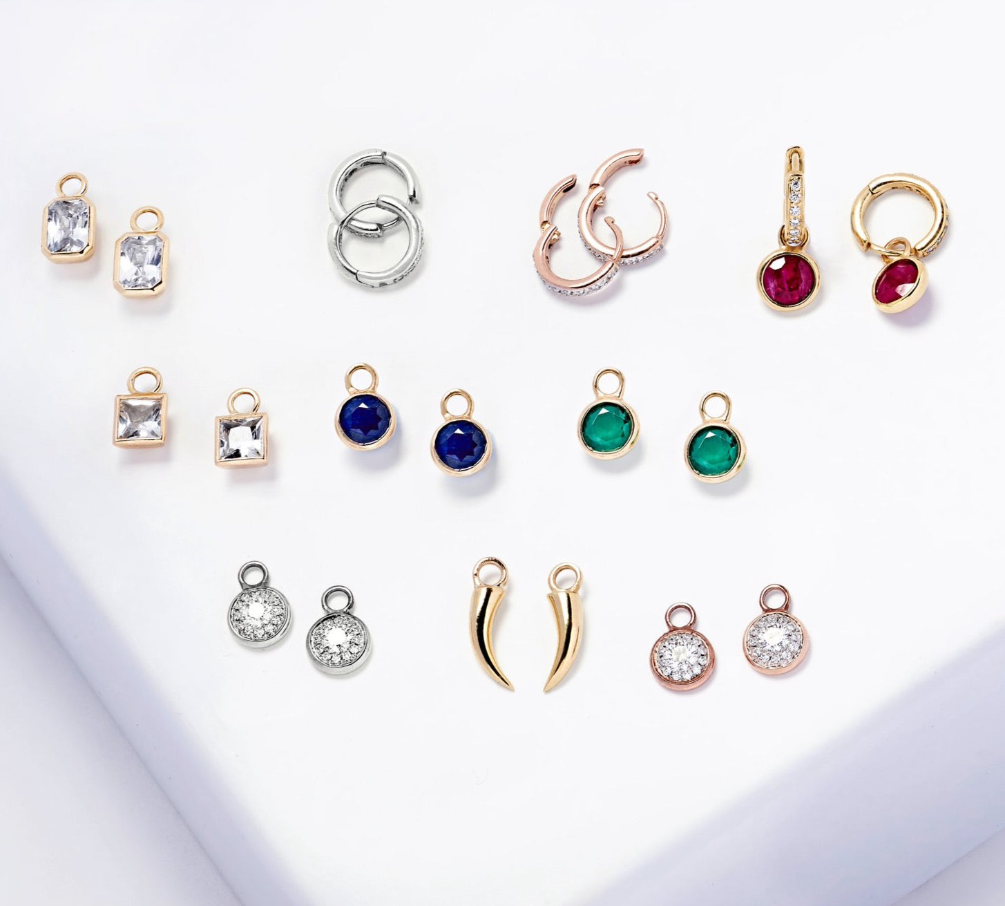 Rectangle Detachable Droplets - White Sapphire