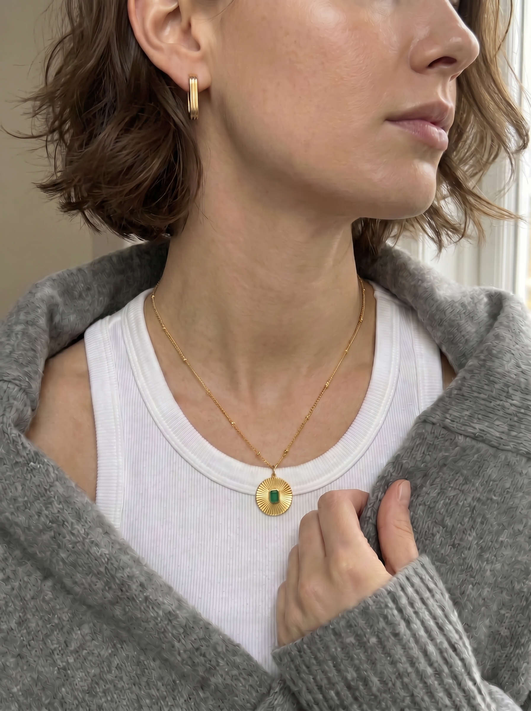 Sun Pendant - Emerald