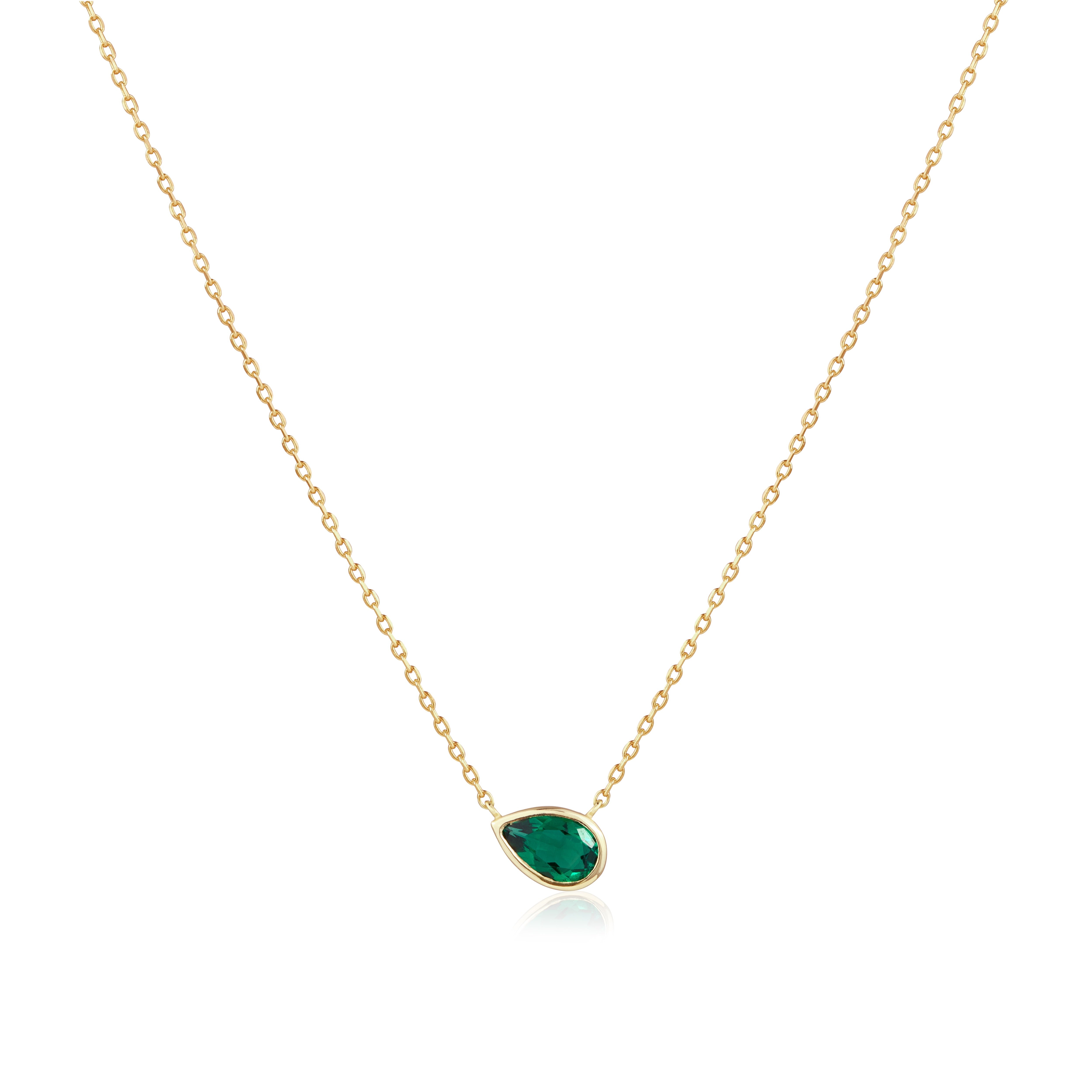 Pear Necklace - Emerald