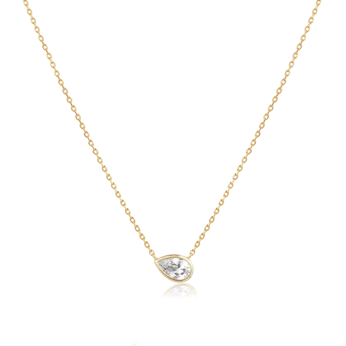 Pear Necklace - White Sapphire