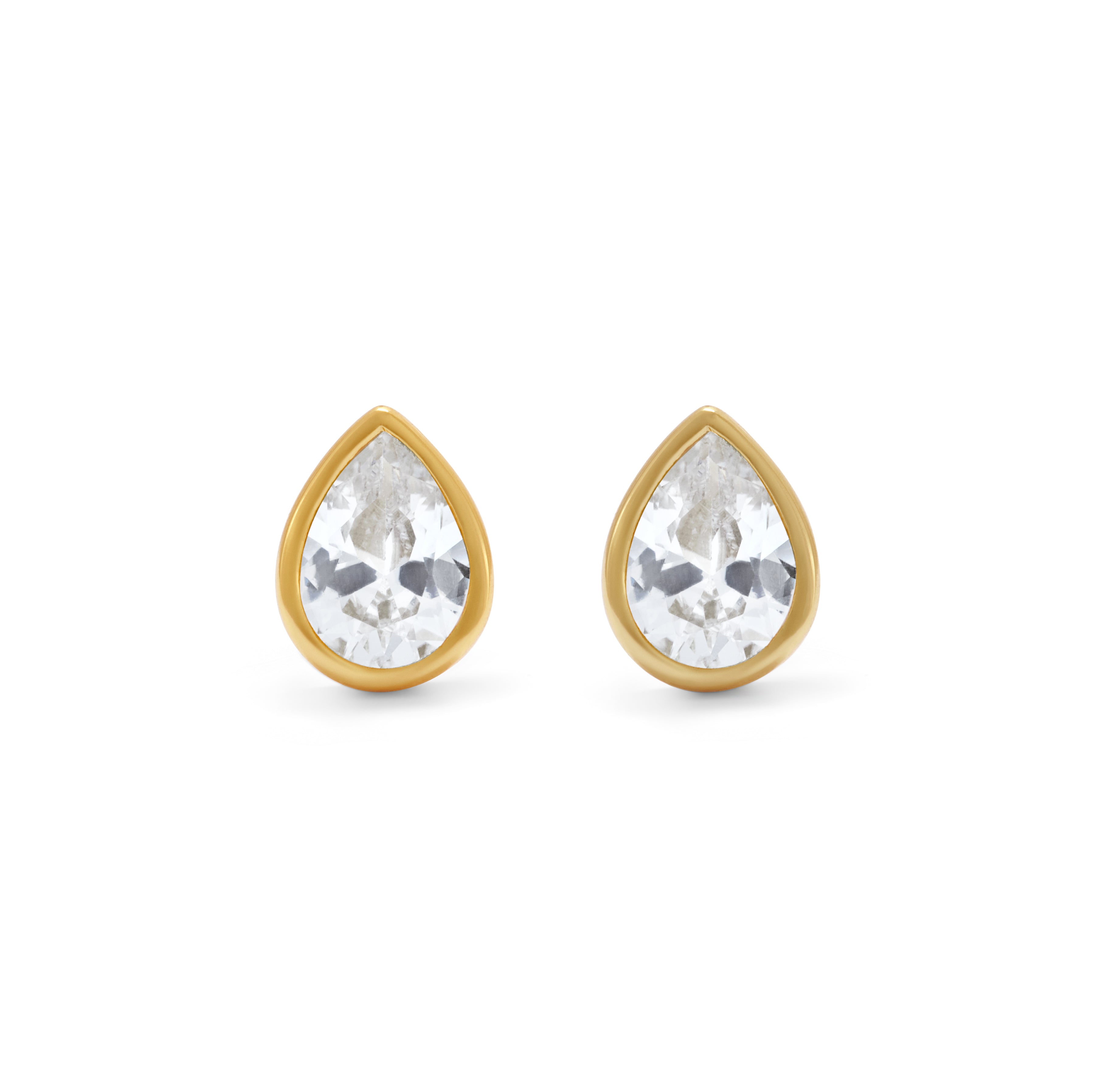 Pear Studs - White Sapphire