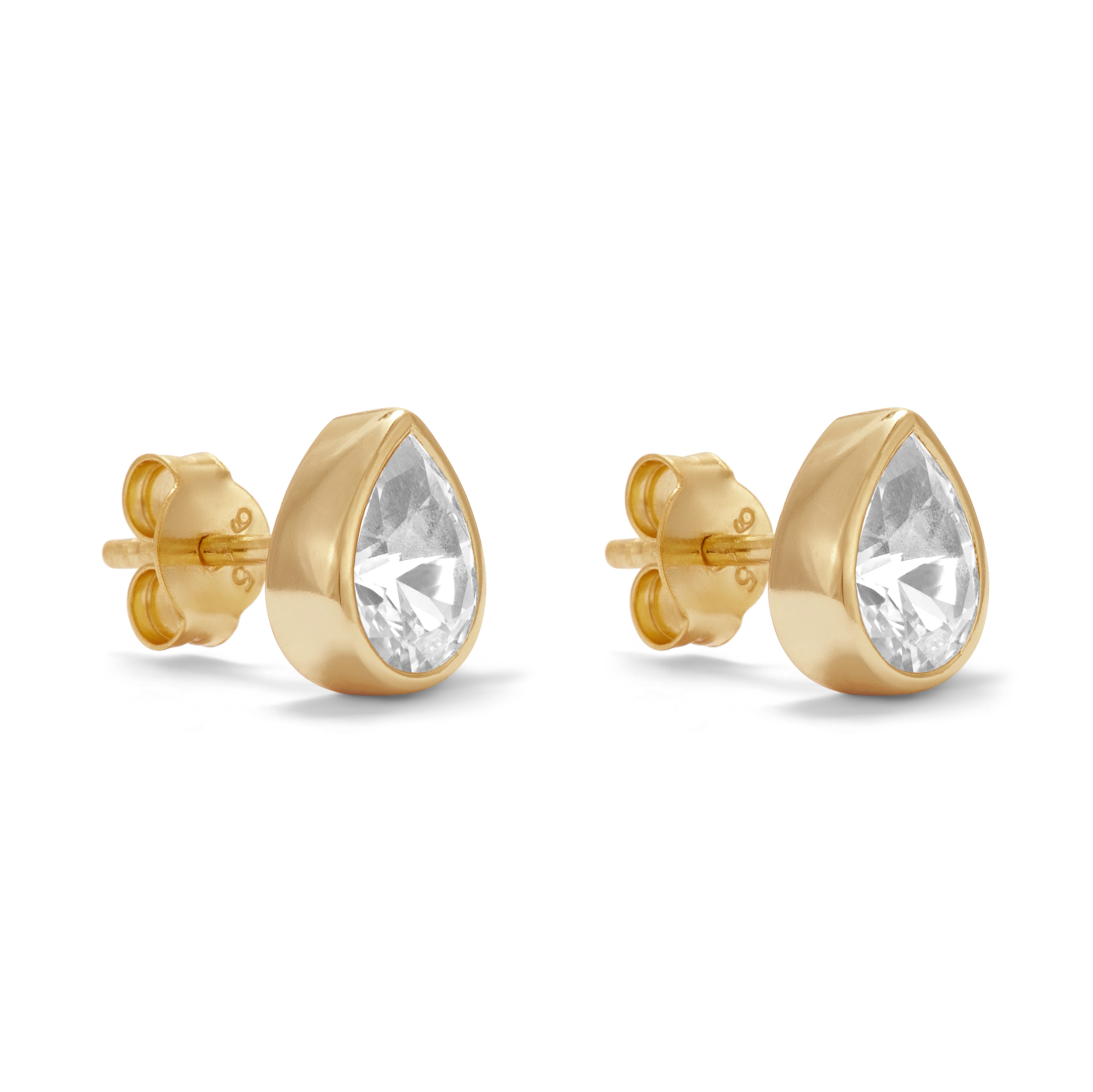 Pear Studs - White Sapphire