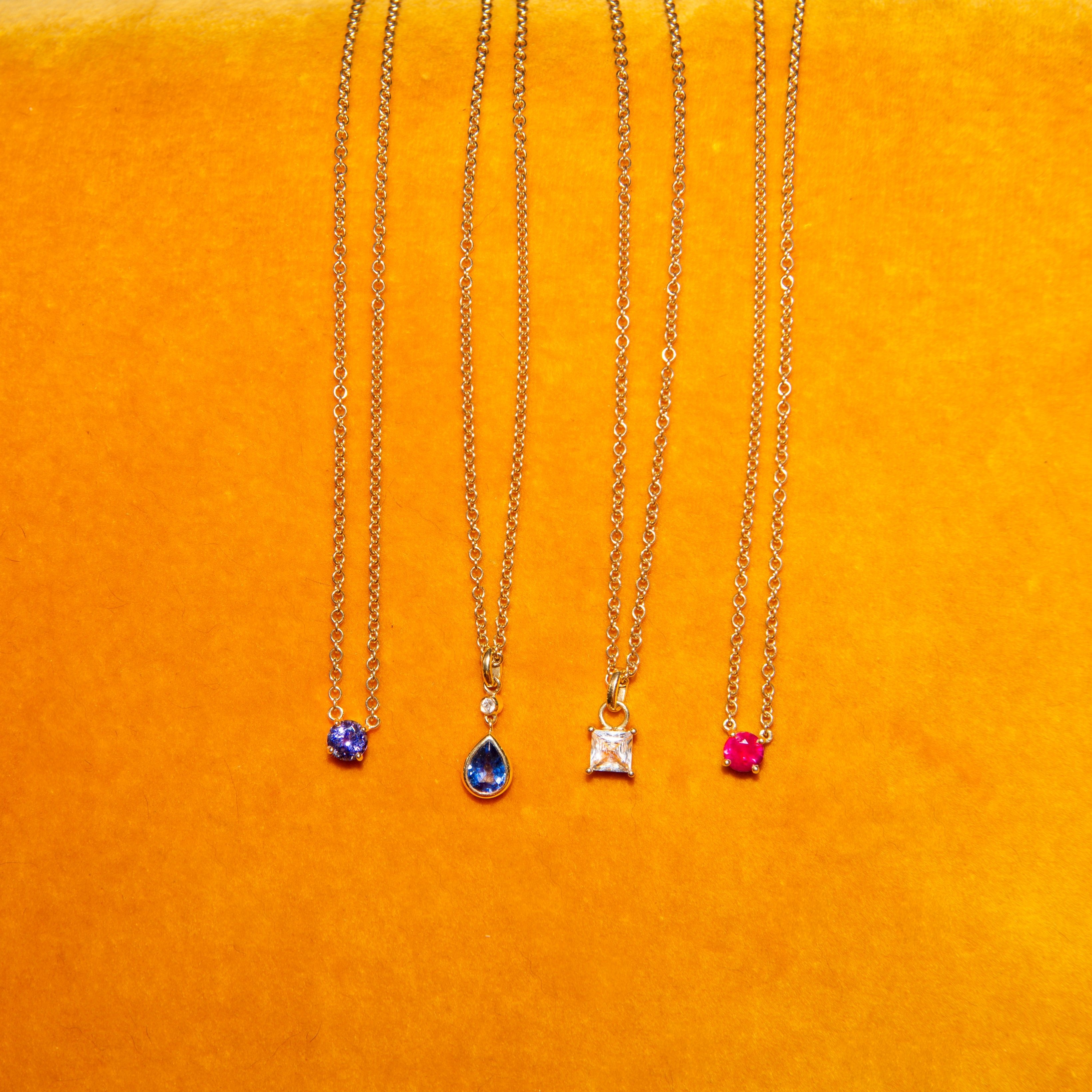 Peardrop Necklace - Sapphire and Diamond