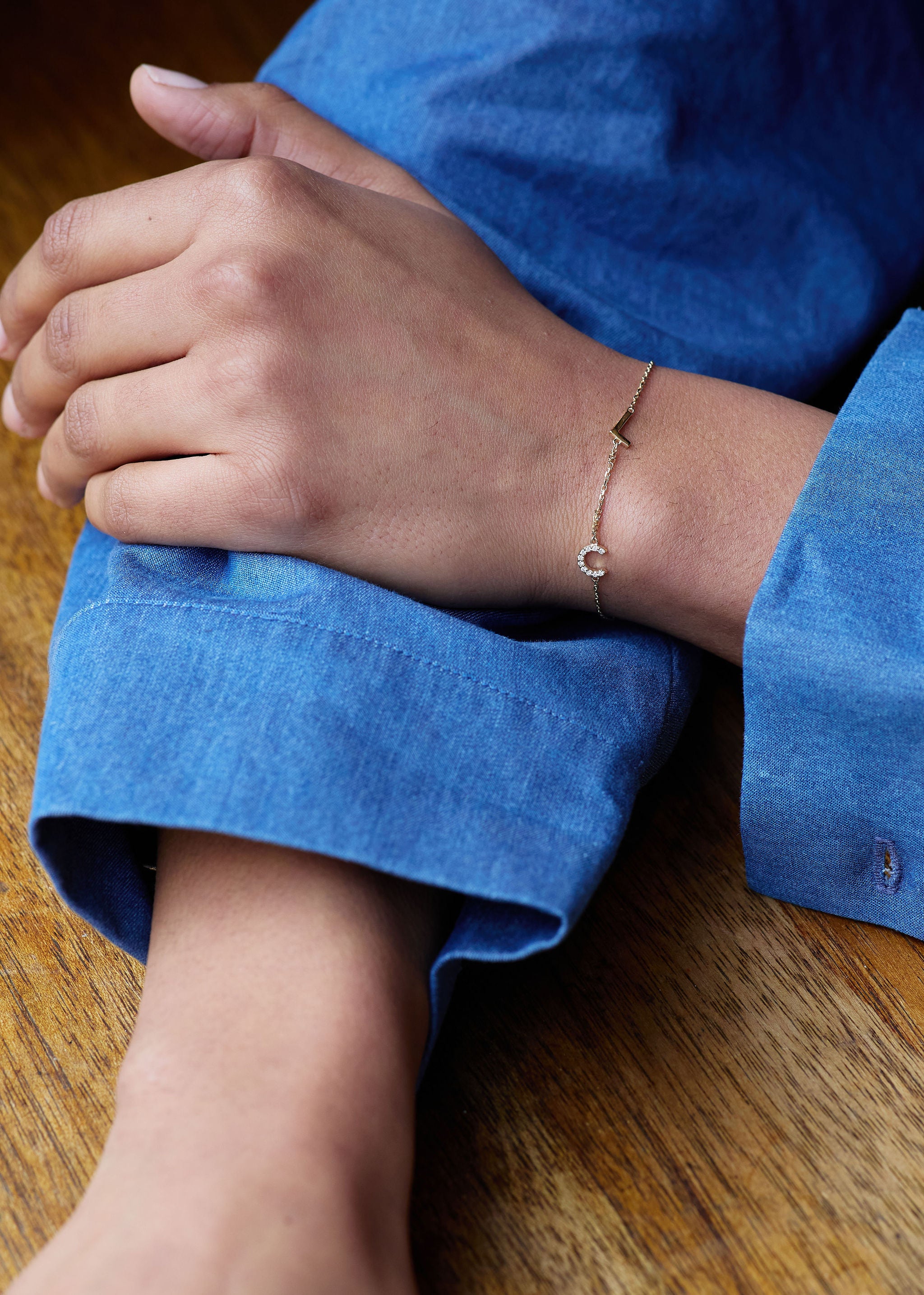 Initial & Diamond Bracelet - 9KT Solid Gold