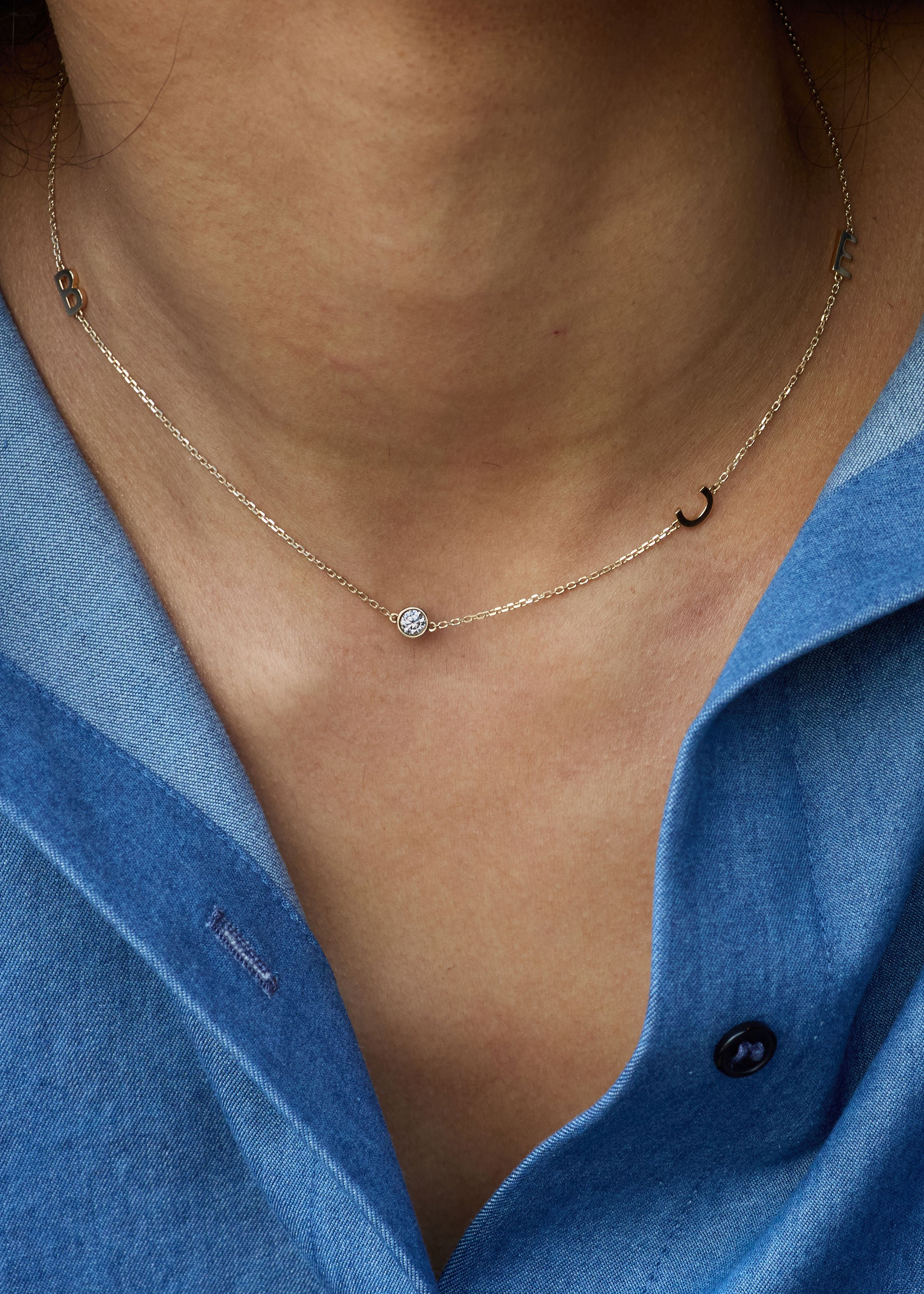 Initial & Diamond Necklace - 9KT Solid Gold