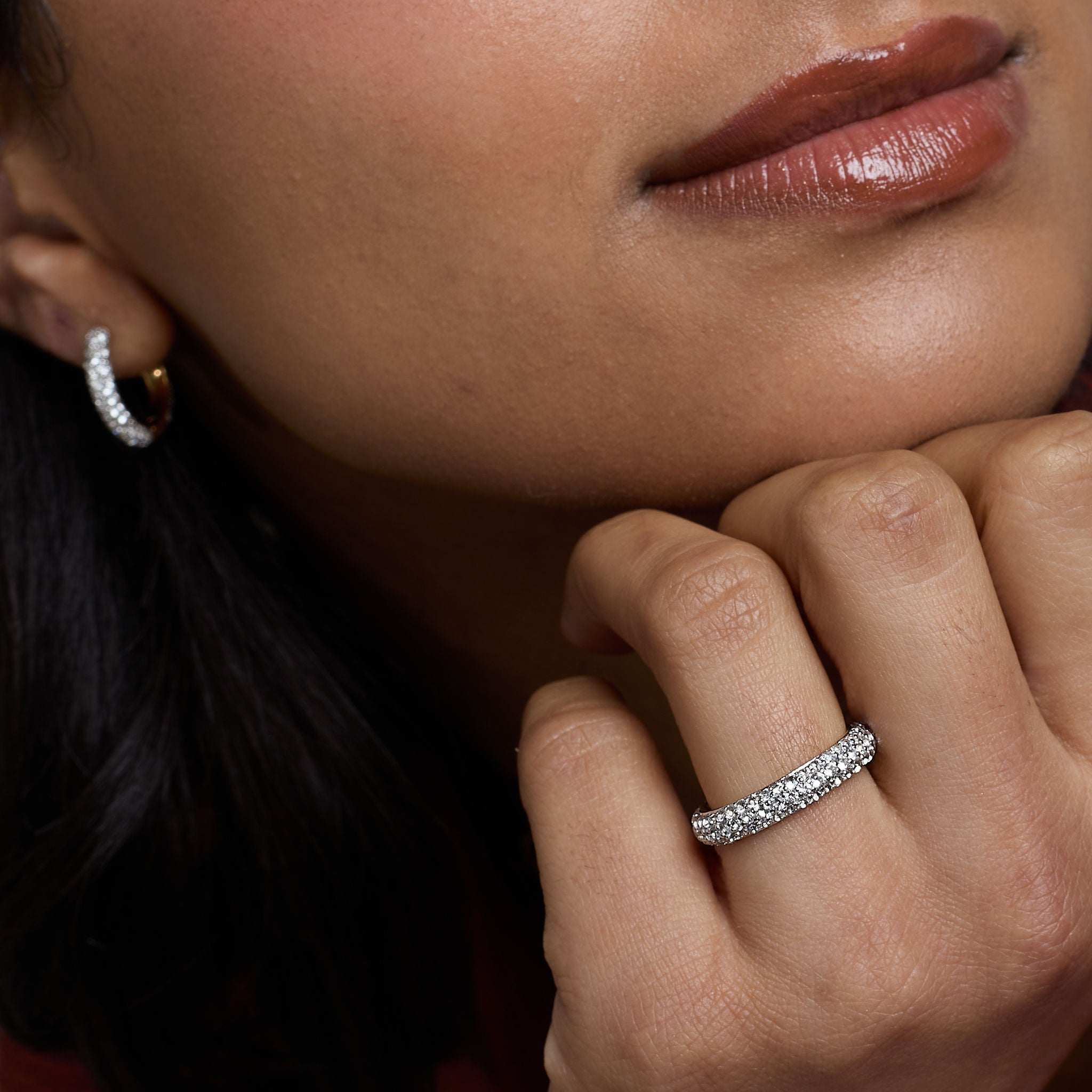 Halo Hoops - White Gold Front