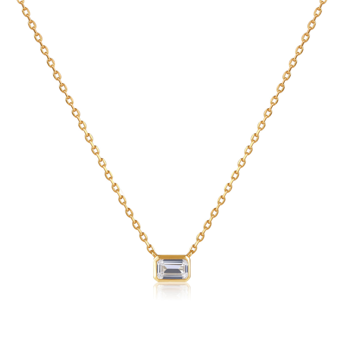 Rectangle Necklace - White Sapphire