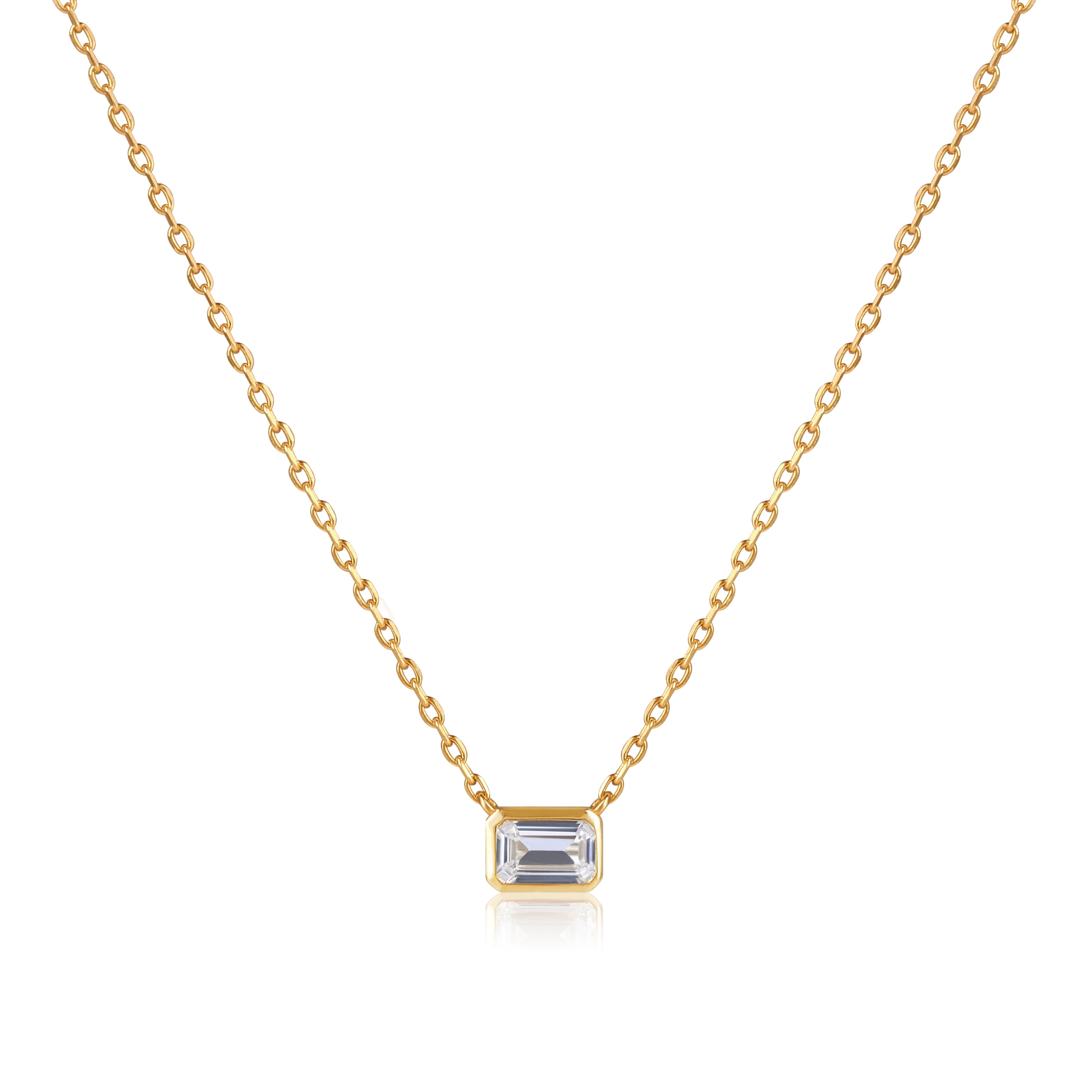 Rectangle Necklace - White Sapphire