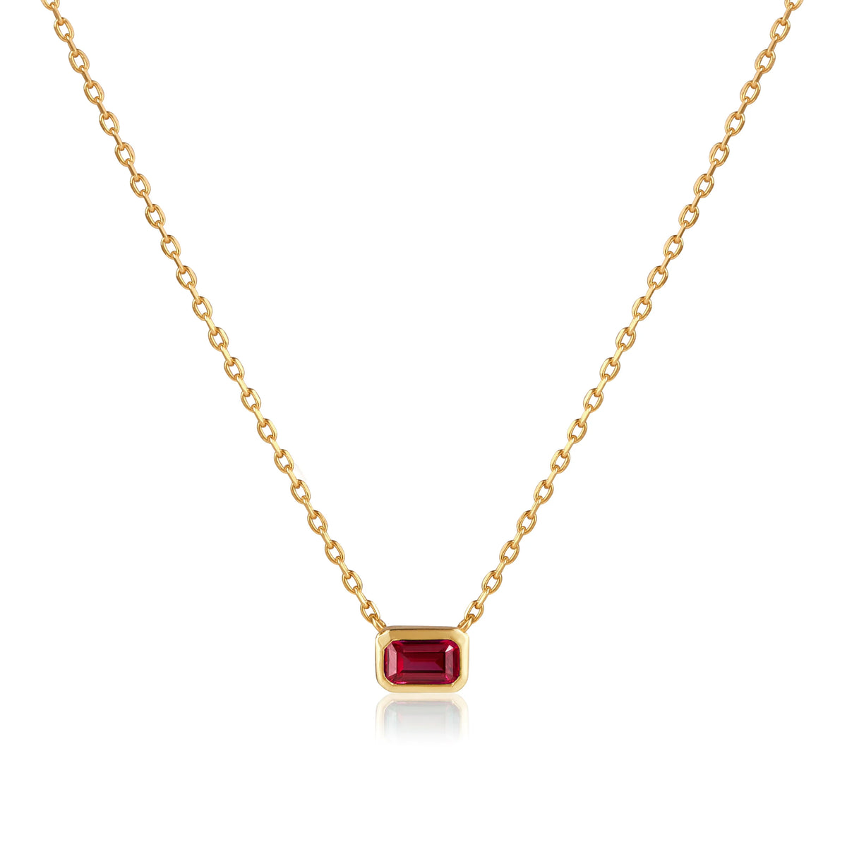 18kt Solid Small Ruby Necklace