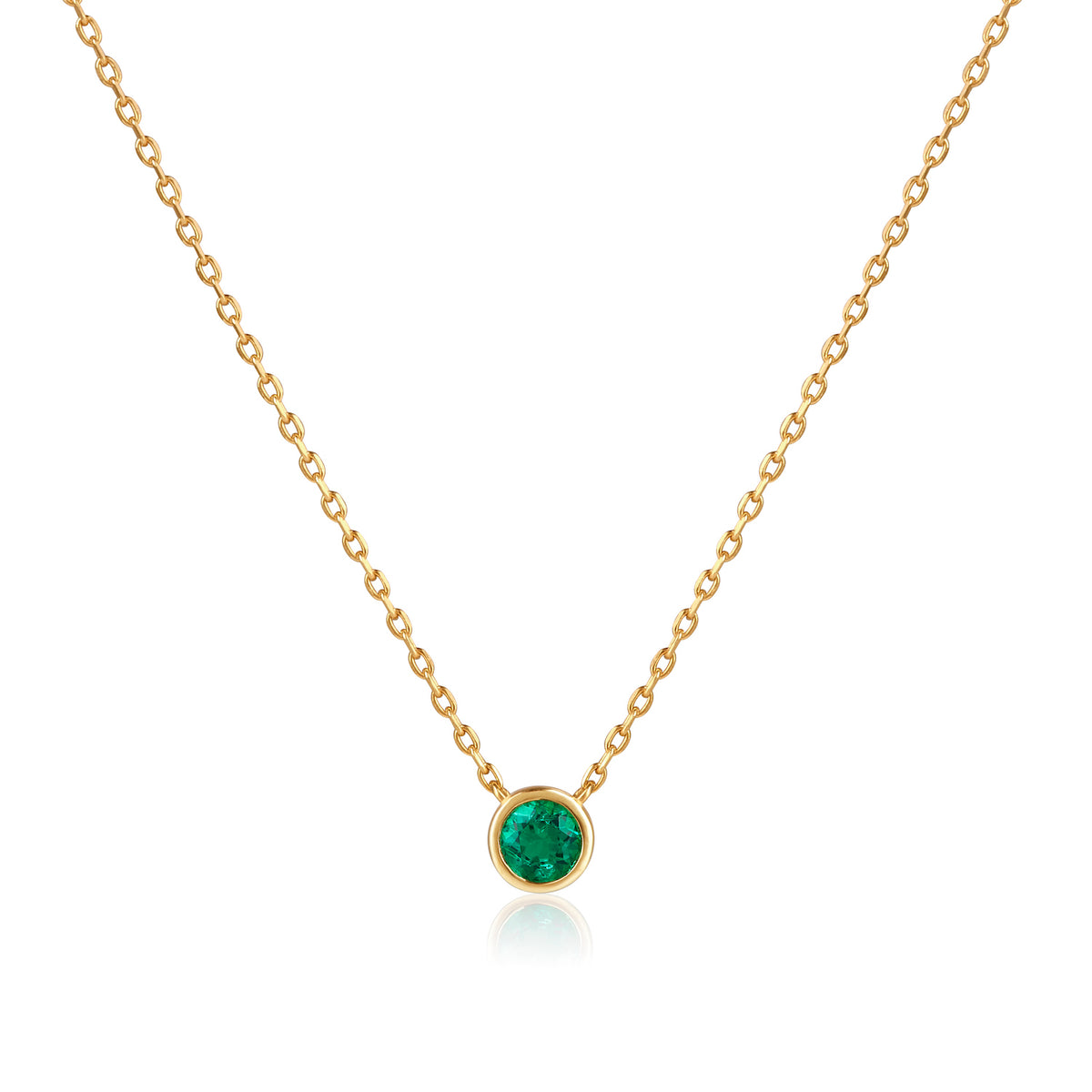 18kt Solid Round Emerald Necklace