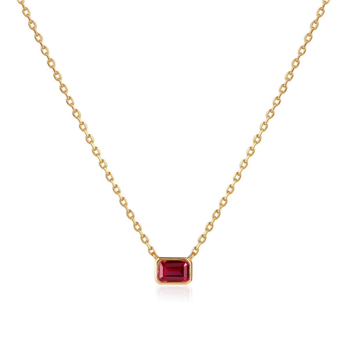 Emerald-Cut Ruby Necklace