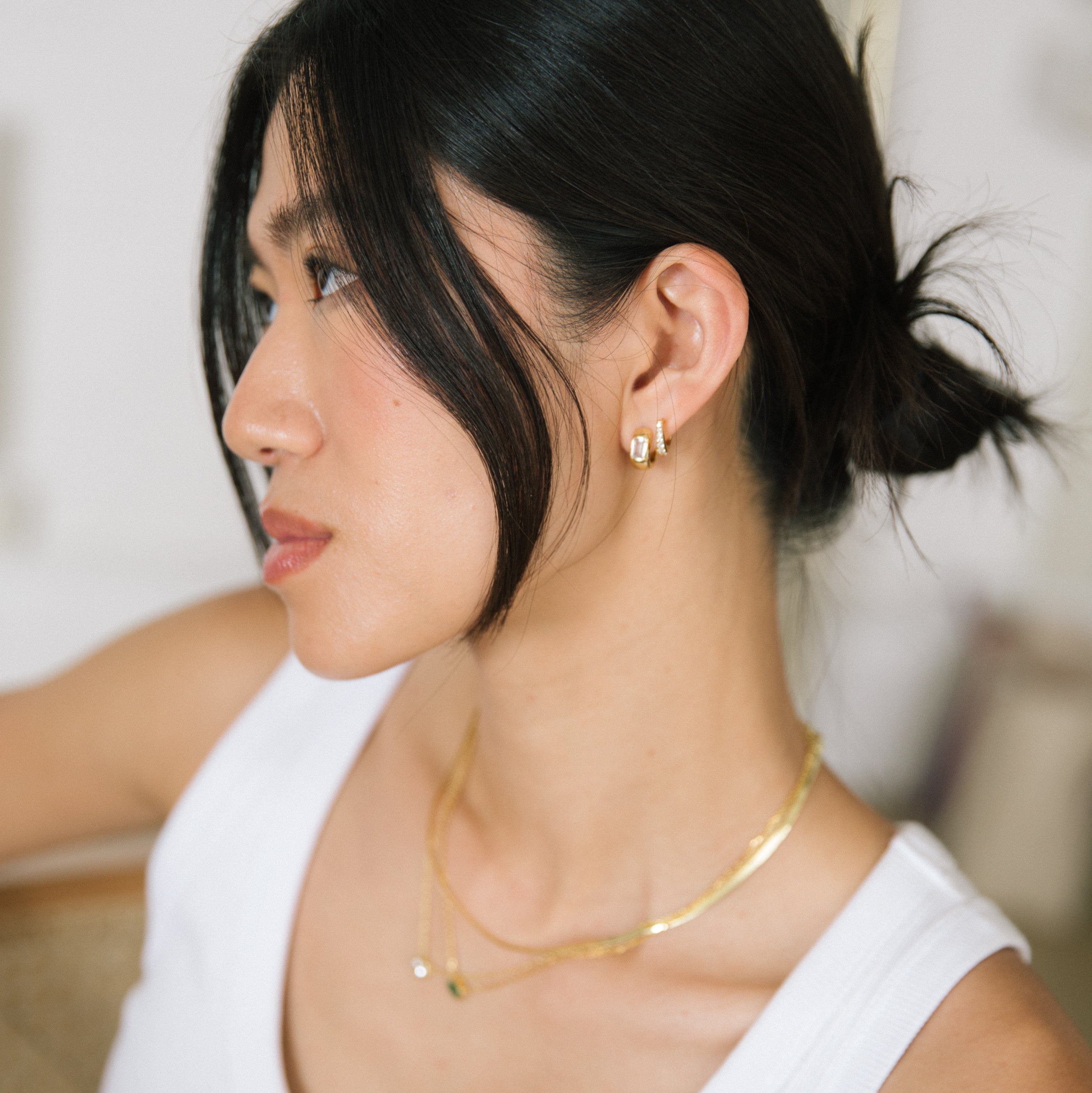 Chubby Hoops - White Sapphire