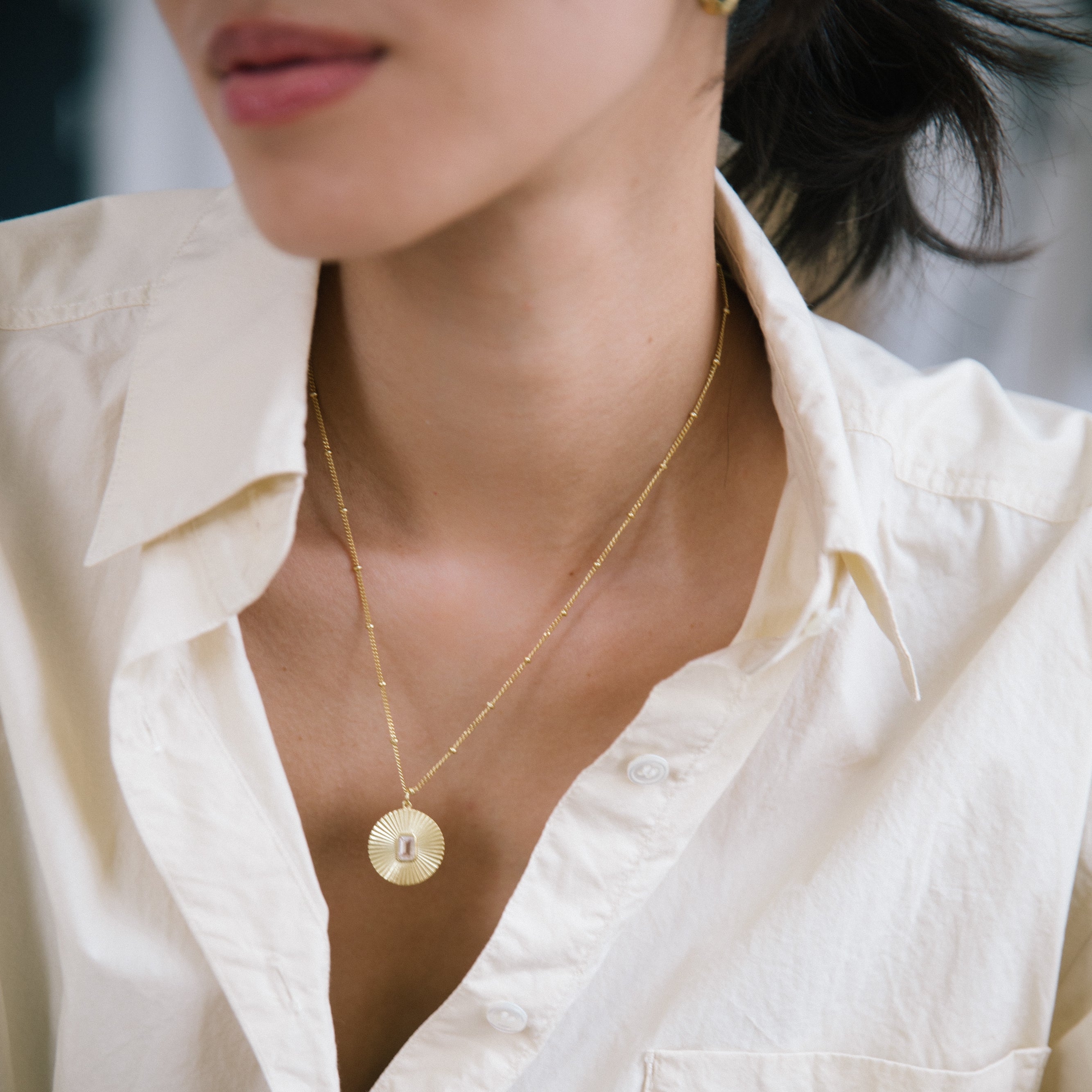 Sun Pendant - White Sapphire