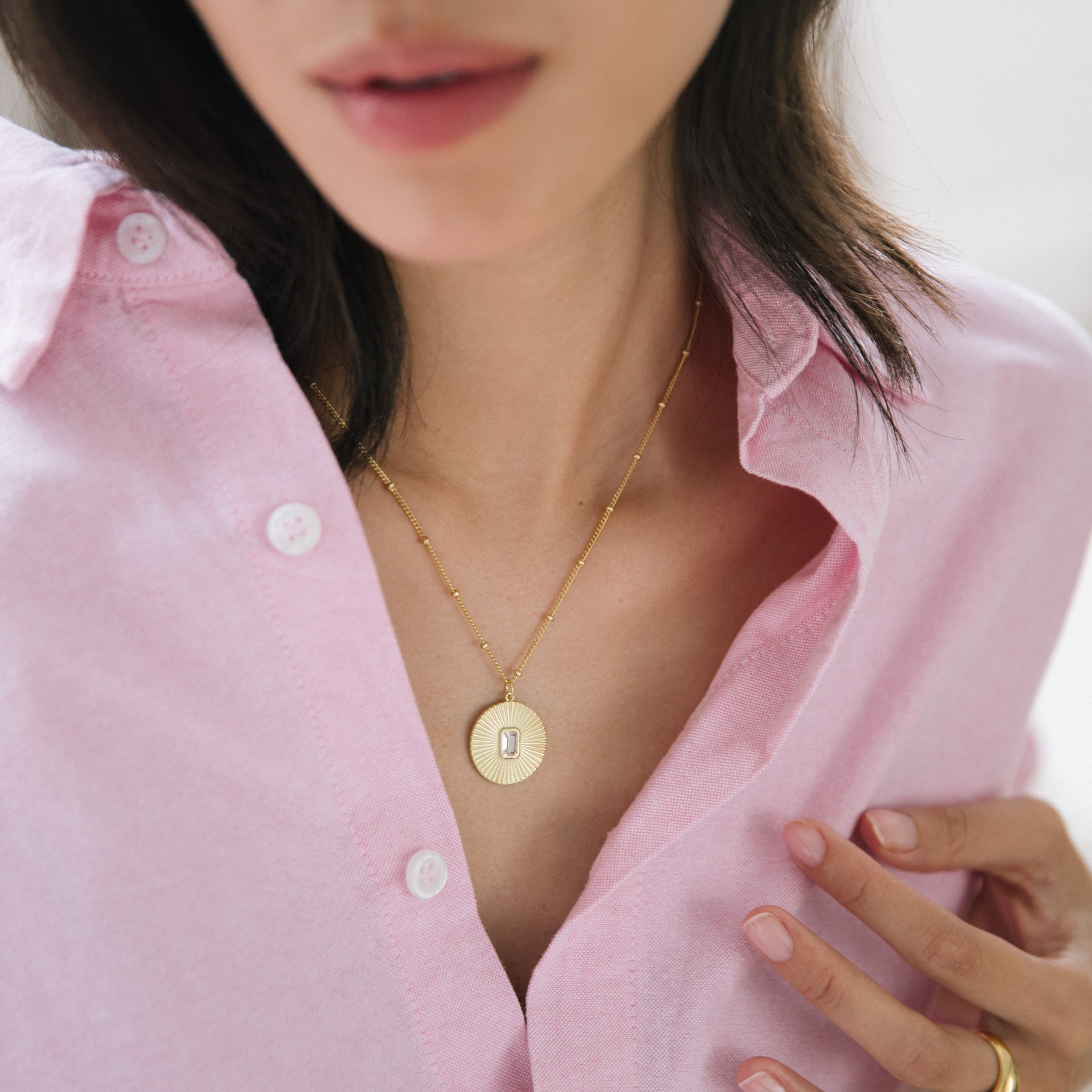 Sun Pendant - White Sapphire