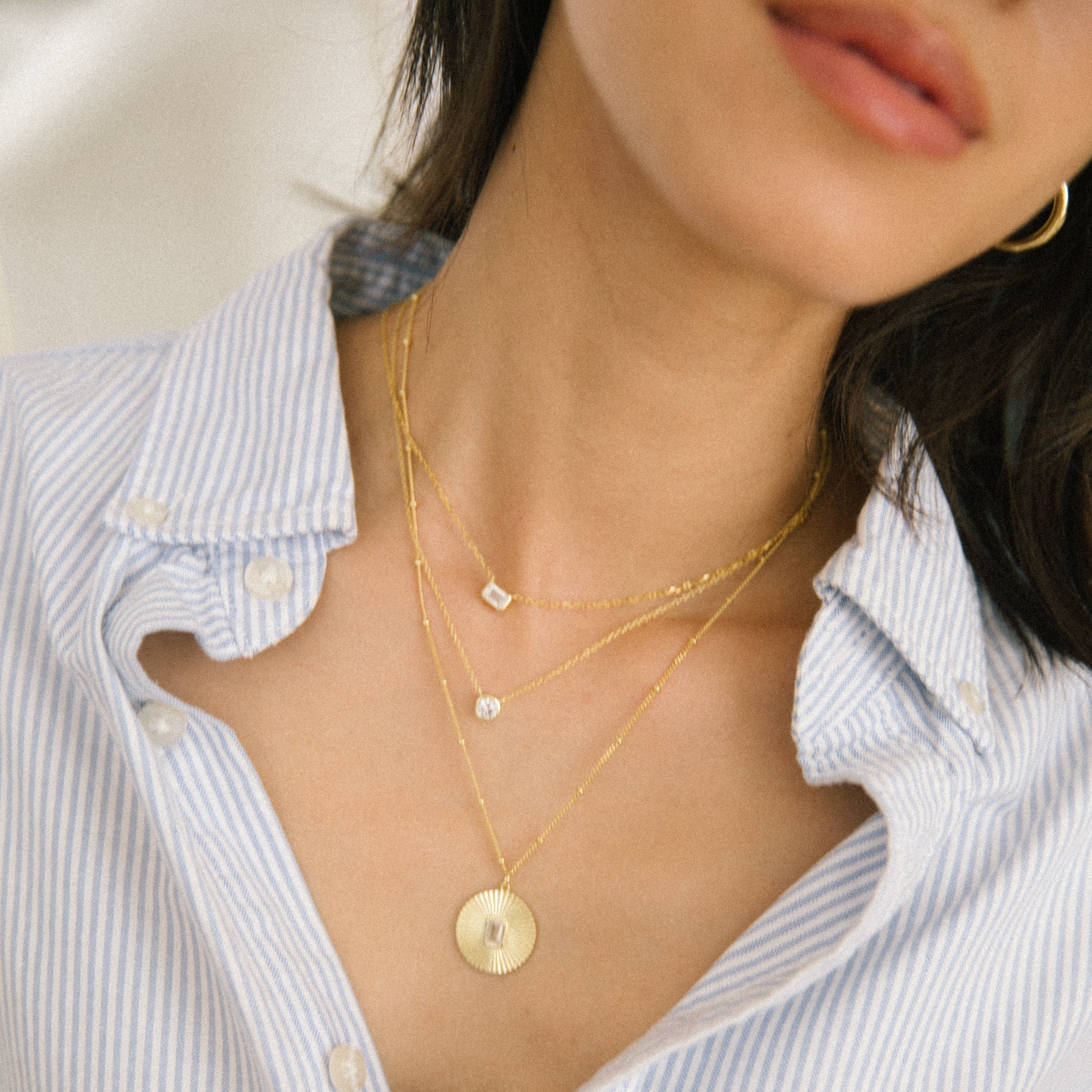 Rectangle Necklace - White Sapphire