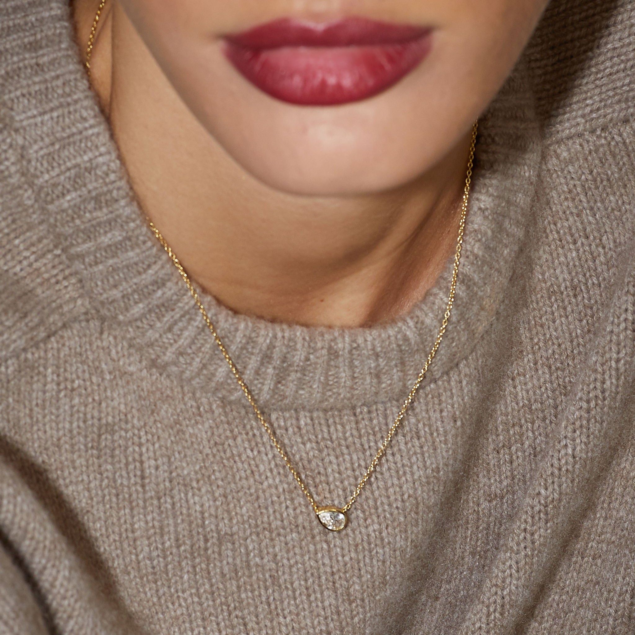 Pear Necklace - White Sapphire