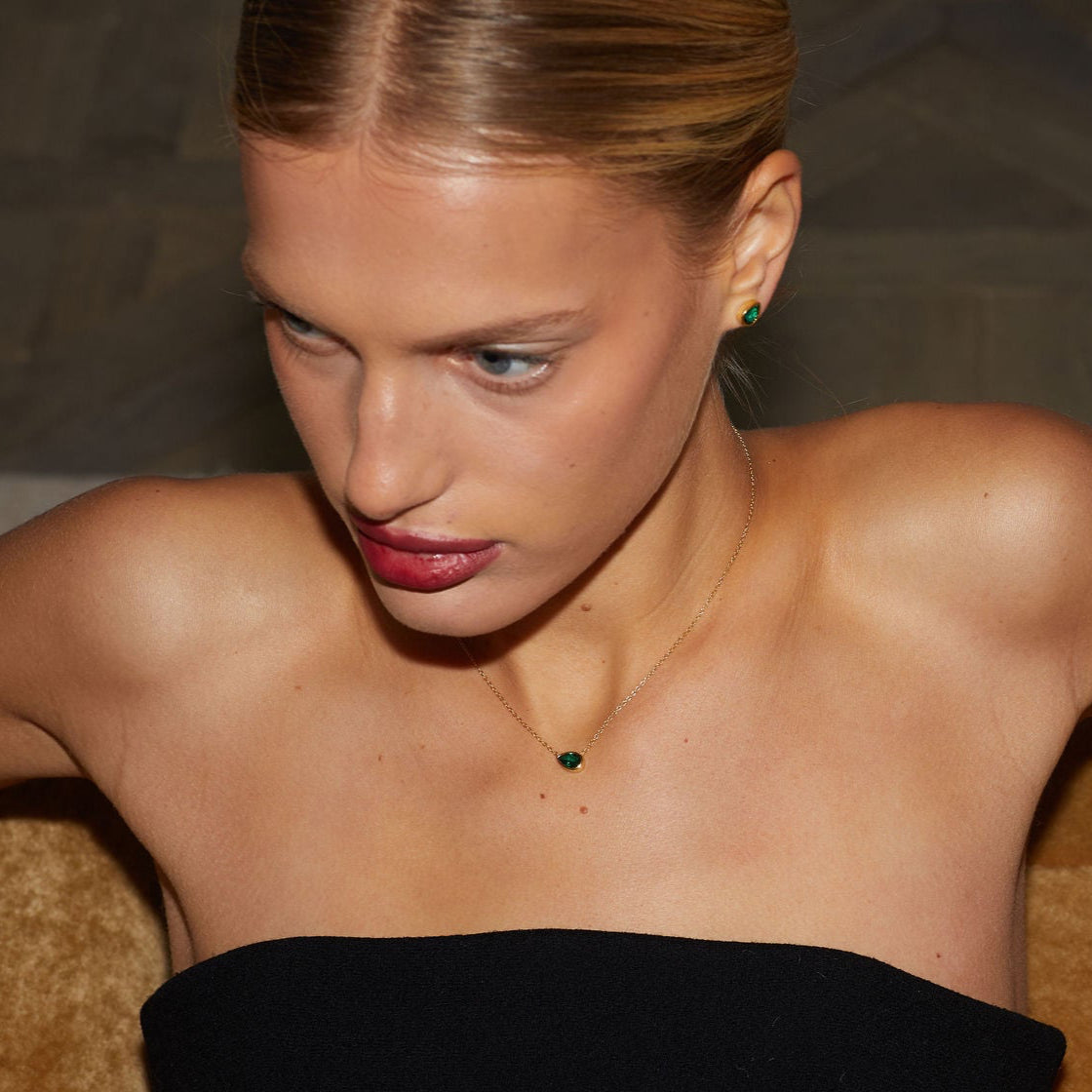 Pear Necklace - Emerald