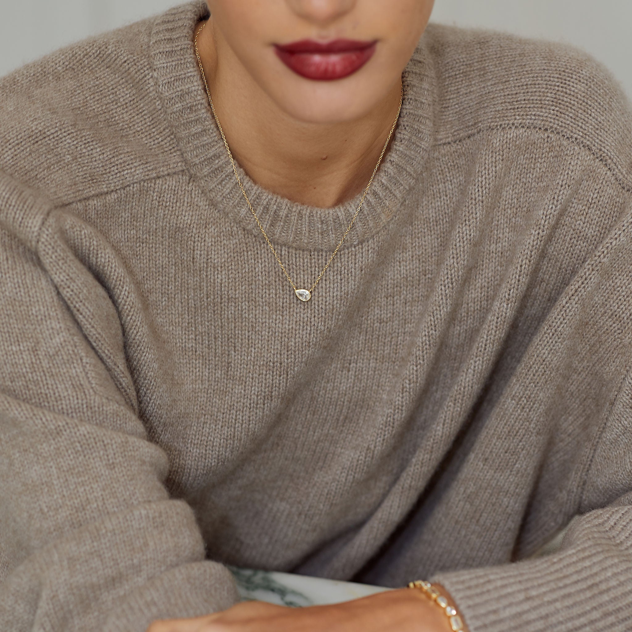 Pear Necklace - White Sapphire